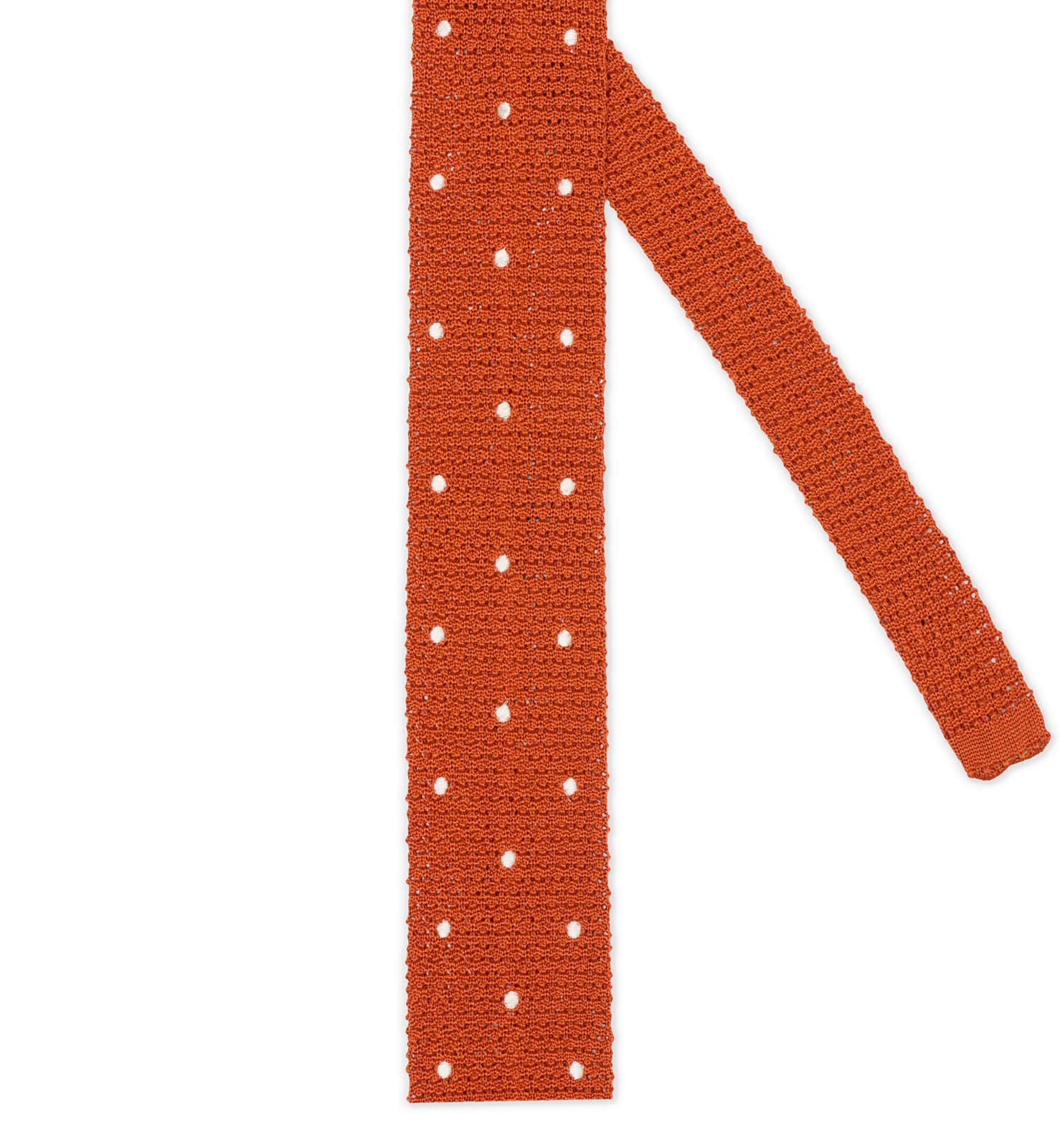 VANNUCCI MILANO Orange Dotted Silk Knit Tie NEW
