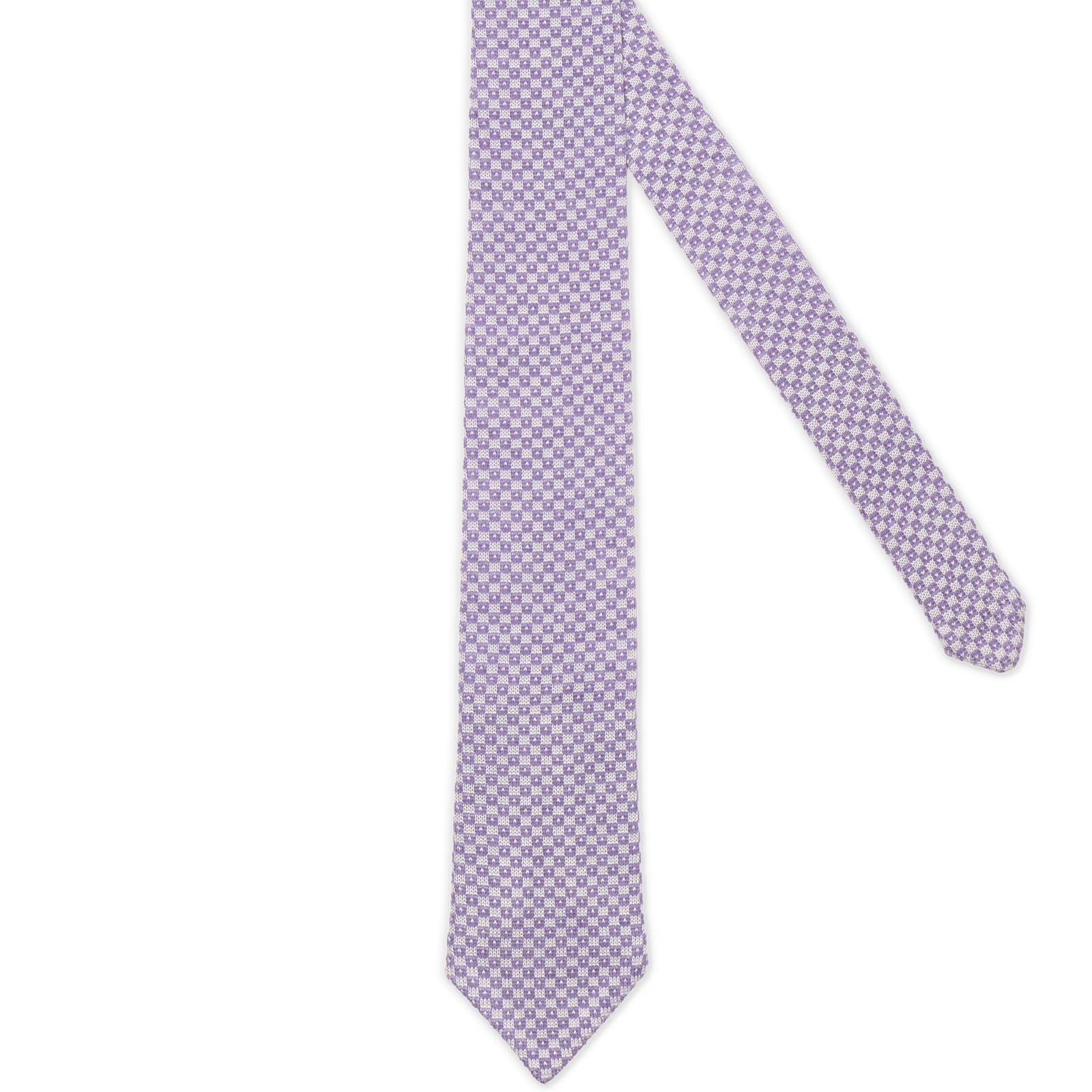 VANNUCCI MILANO Purple Checked Wool Knit Tie NEW