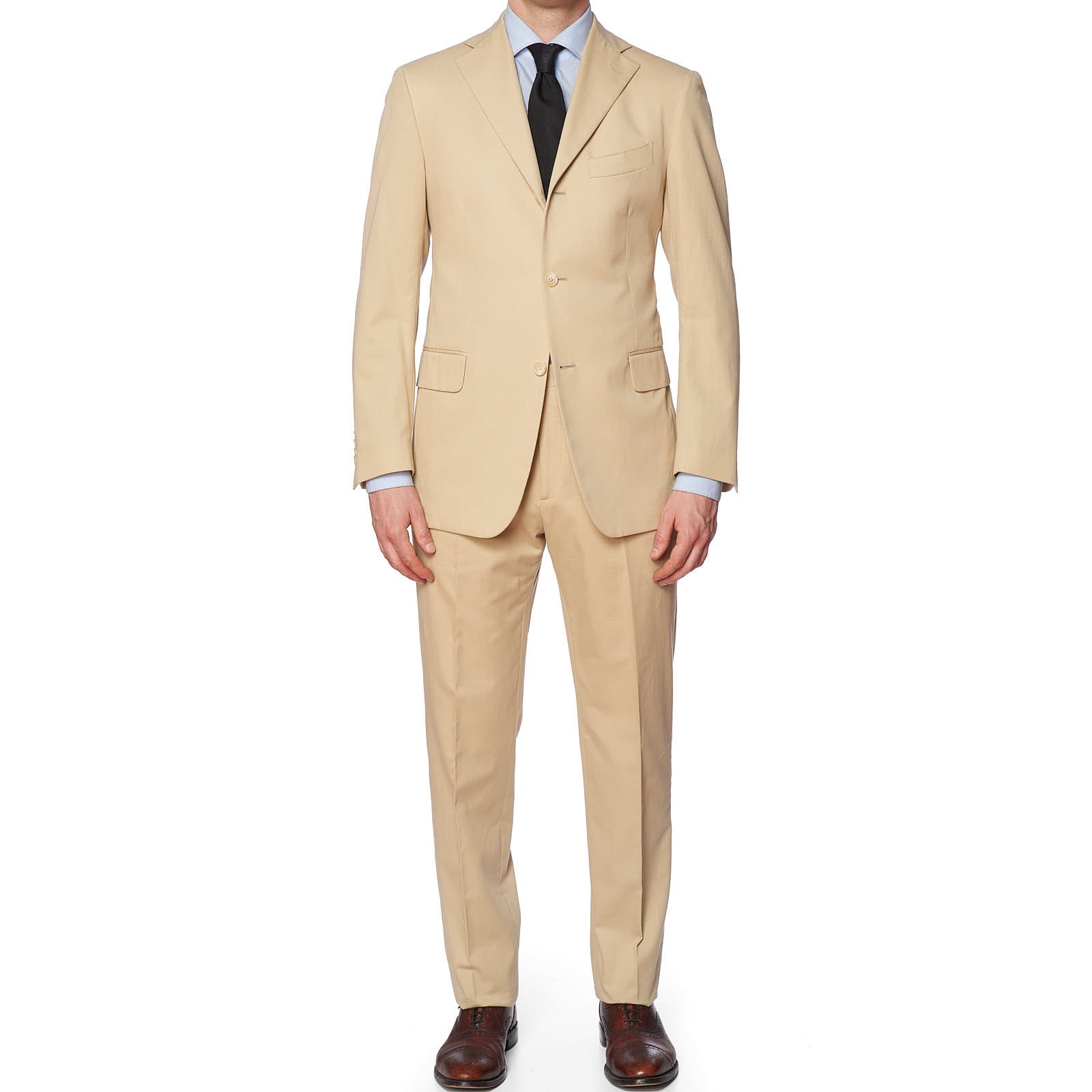 VANNUCCI Milano Tan Pure Cotton Spring-Summer Suit EU 50 NEW US 40