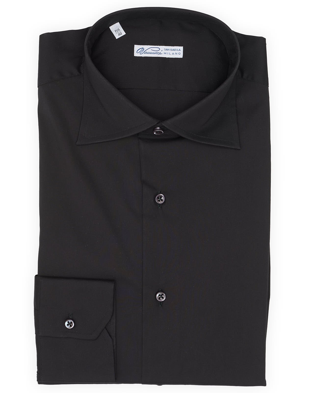 VANNUCCI Milano Black Stretch Dress Shirt EU 40 NEW US 15.75