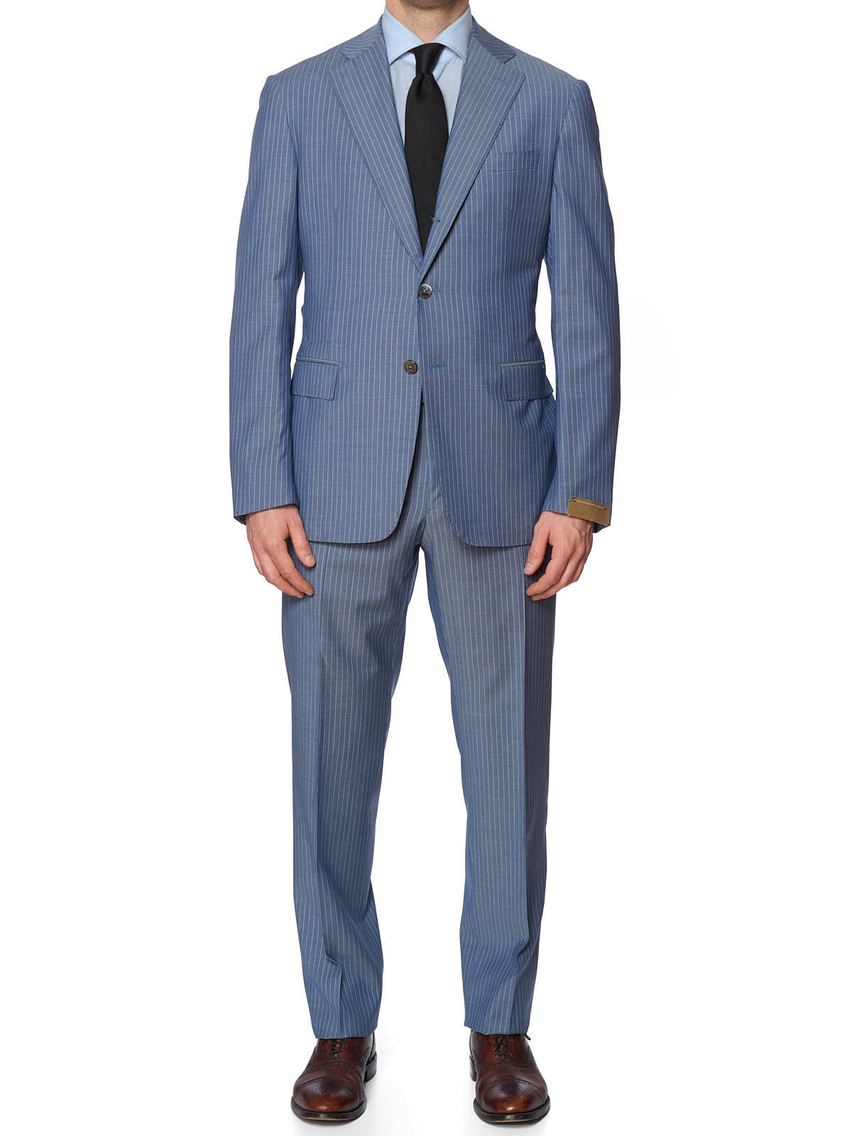 VANNUCCI Milano Blue Pintripe Loro Piana Zealander Wool Suit EU 54 NEW US 44