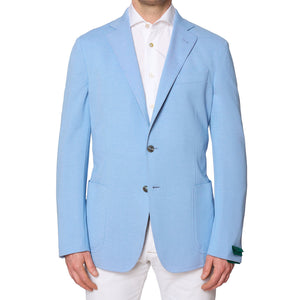 VANNUCCI Milano Azure Blue Slim Fit Stretch Jacket EU 54 New US 42