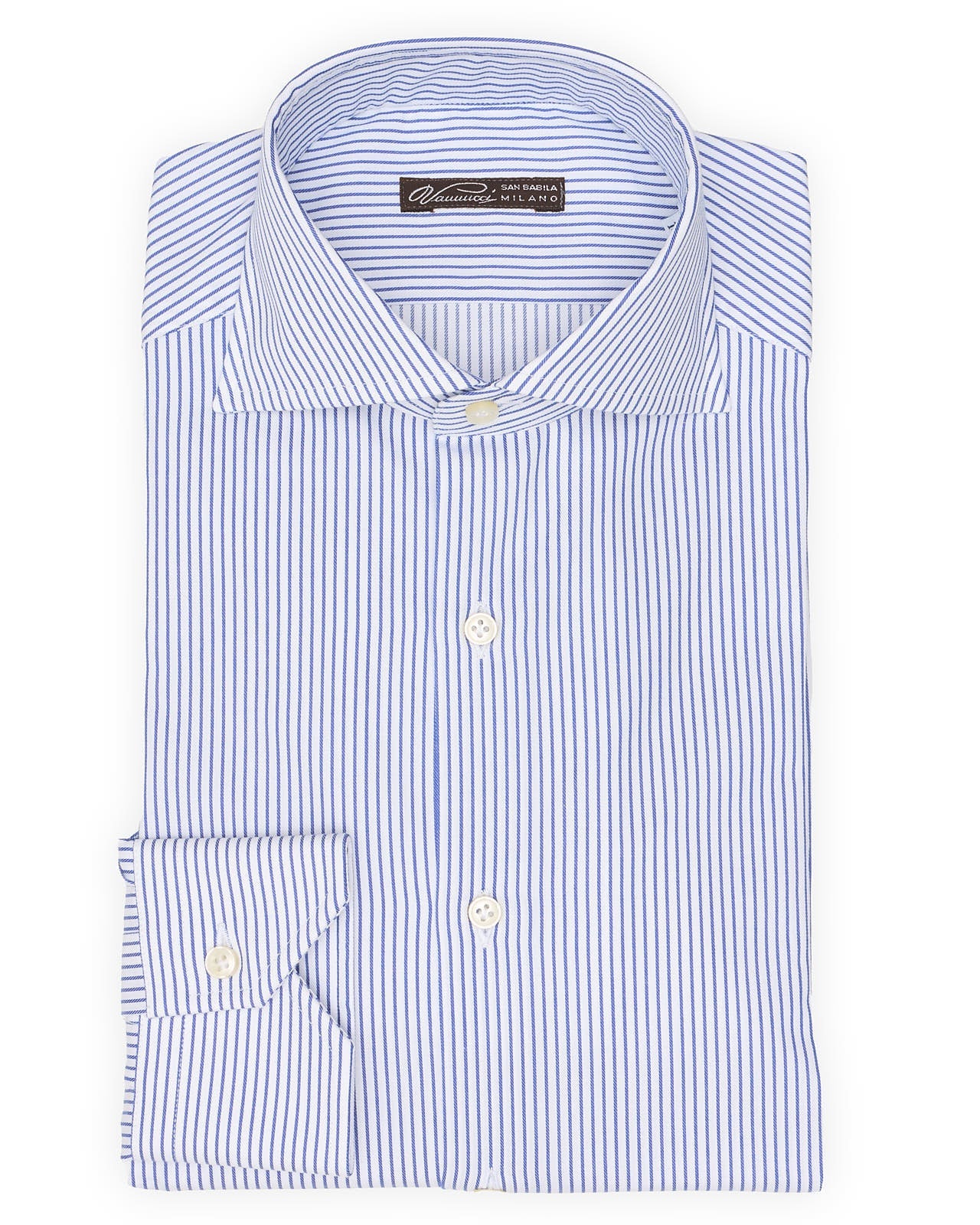 VANNUCCI Milano Blue Rope Striped Cotton Dress Shirt EU 37 NEW US 14.5