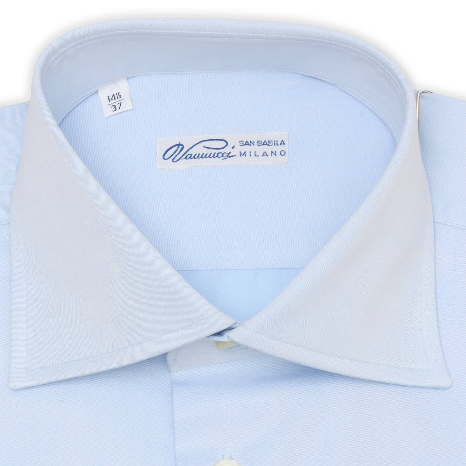 VANNUCCI Milano Blue Twill Cotton French Cuff Dress Shirt EU 37 NEW US 14.5
