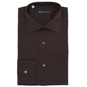 black brown slim fit dress shirt Dark Brown Single Jersey Shirt