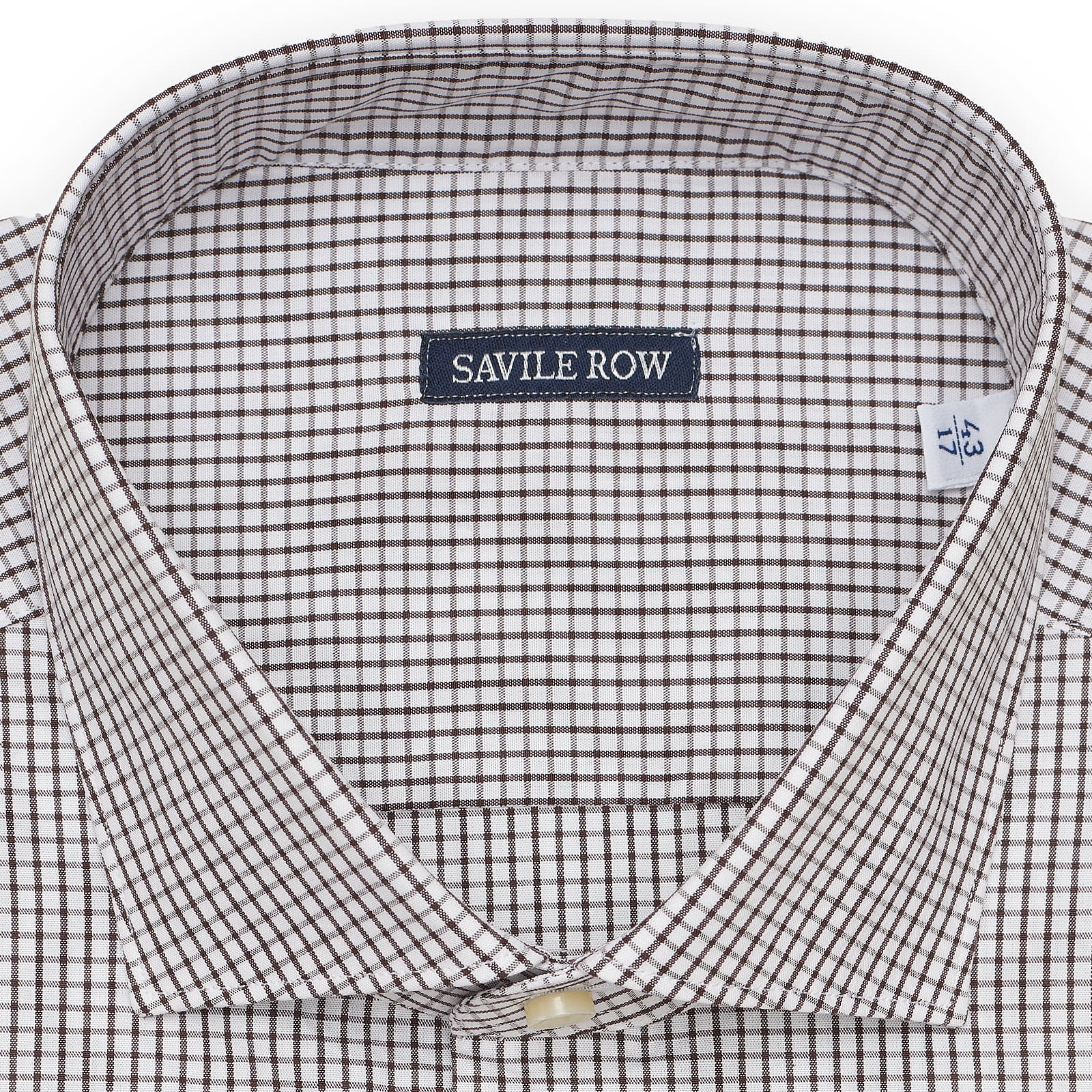 SAVILLE ROW Brown Plaid Cotton Dress Shirt EU 43 NEW US 17