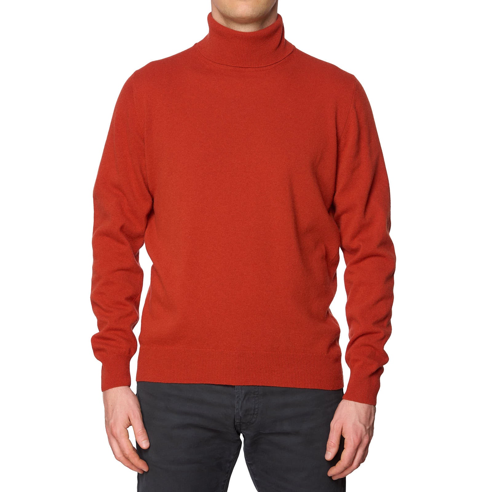 VANNUCCI Milano Burnt Orange Wool-Cashmere Knit Turtleneck Sweater EU 52 US L