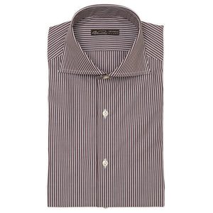 VANNUCCI Milano Dark Brown Striped Cotton Dress Shirt EU 38 NEW US 15 VANNUCCI Milano Dark Brown Striped Cotton Dress Shirt EU 38 NEW US 15