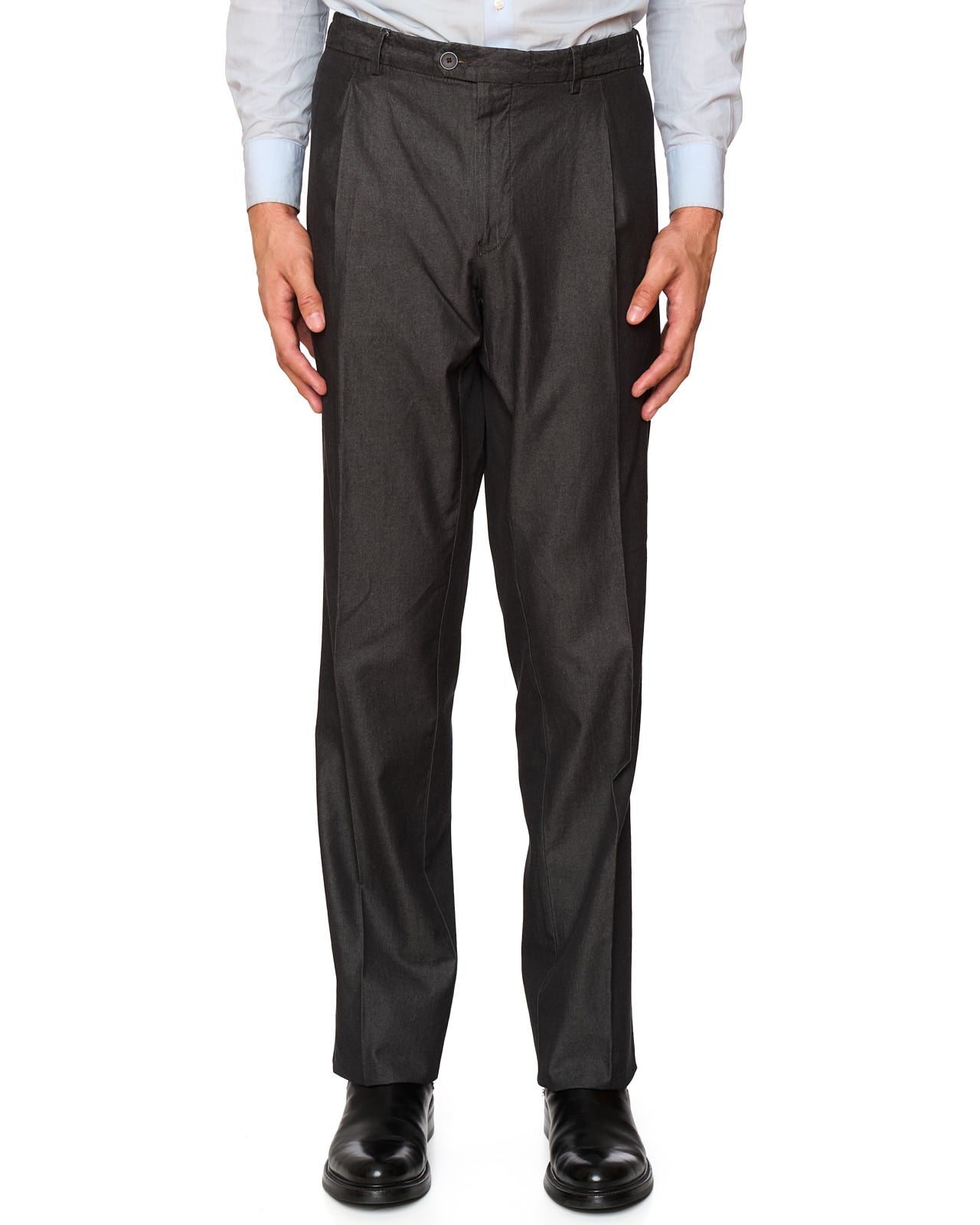 VANNUCCI Milano Charcoal Gray Cotton Dress Pants NEW
