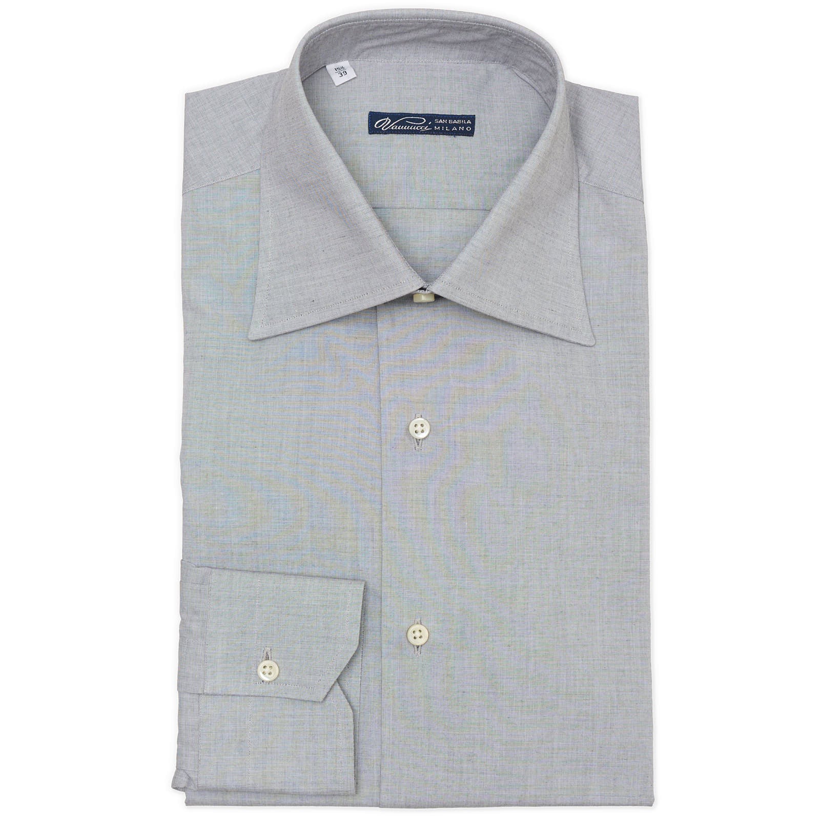 VANNUCCI Milano Light Gray Cotton Dress Shirt EU 39 NEW US 15.5