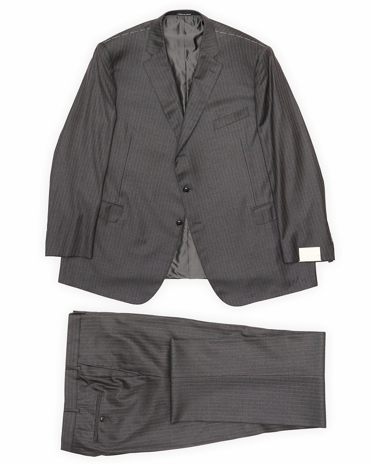 VANNUCCI Milano Gray Striped Loro Piana Virgin Wool Super 130's Suit NEW Big & Tall