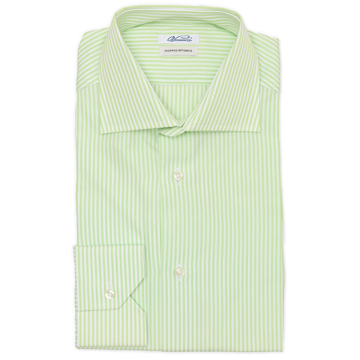 Vannucci Milano Green-White Cotton Poplin Dress Shirt EU 39 New US 15.5 Vannucci Milano Green-White Cotton Poplin Dress Shirt EU 39 New US 15.5