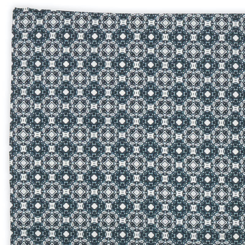 VANNUCCI Handmade Blue Medallion Cotton Pocket Square NEW 27.5cm x 27.5cm