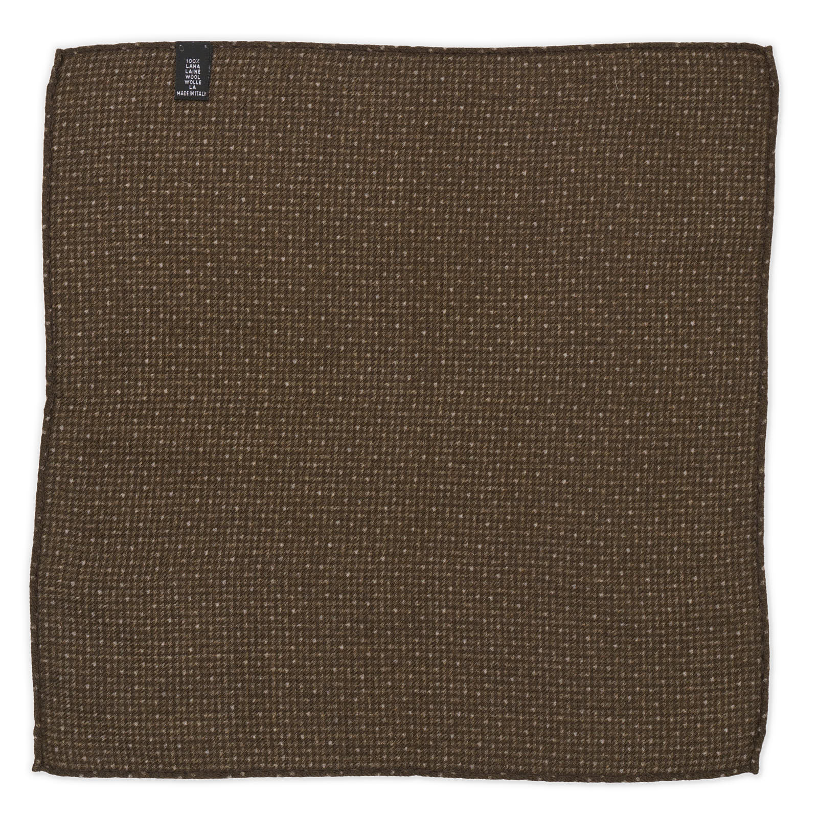 VANNUCCI Milano Handmade Brown Dot Wool Pocket Square NEW 32cm x 32cm
