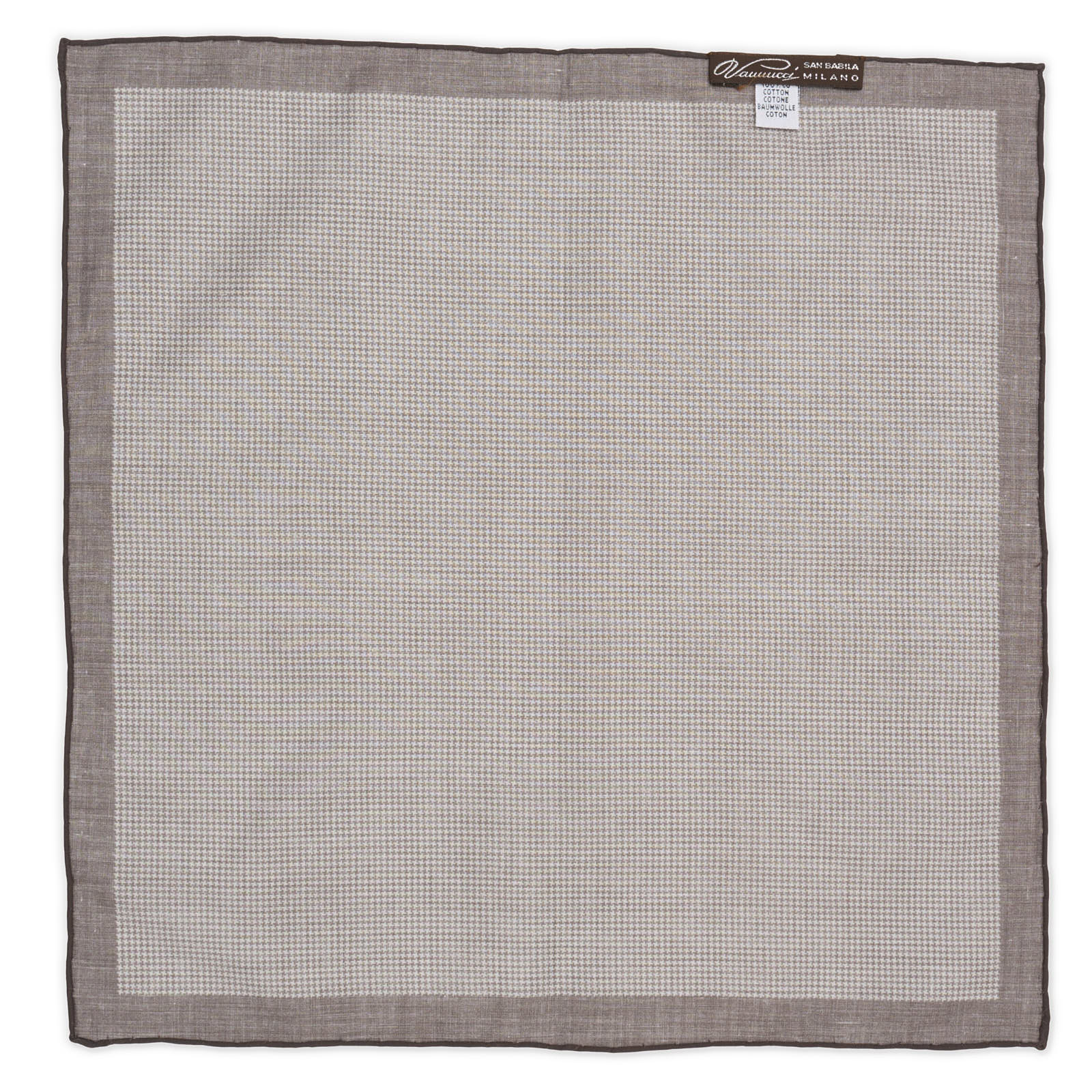 VANNUCCI Milano Handmade Gray Houndstooth Cotton Pocket Square NEW 32cm x 32cm