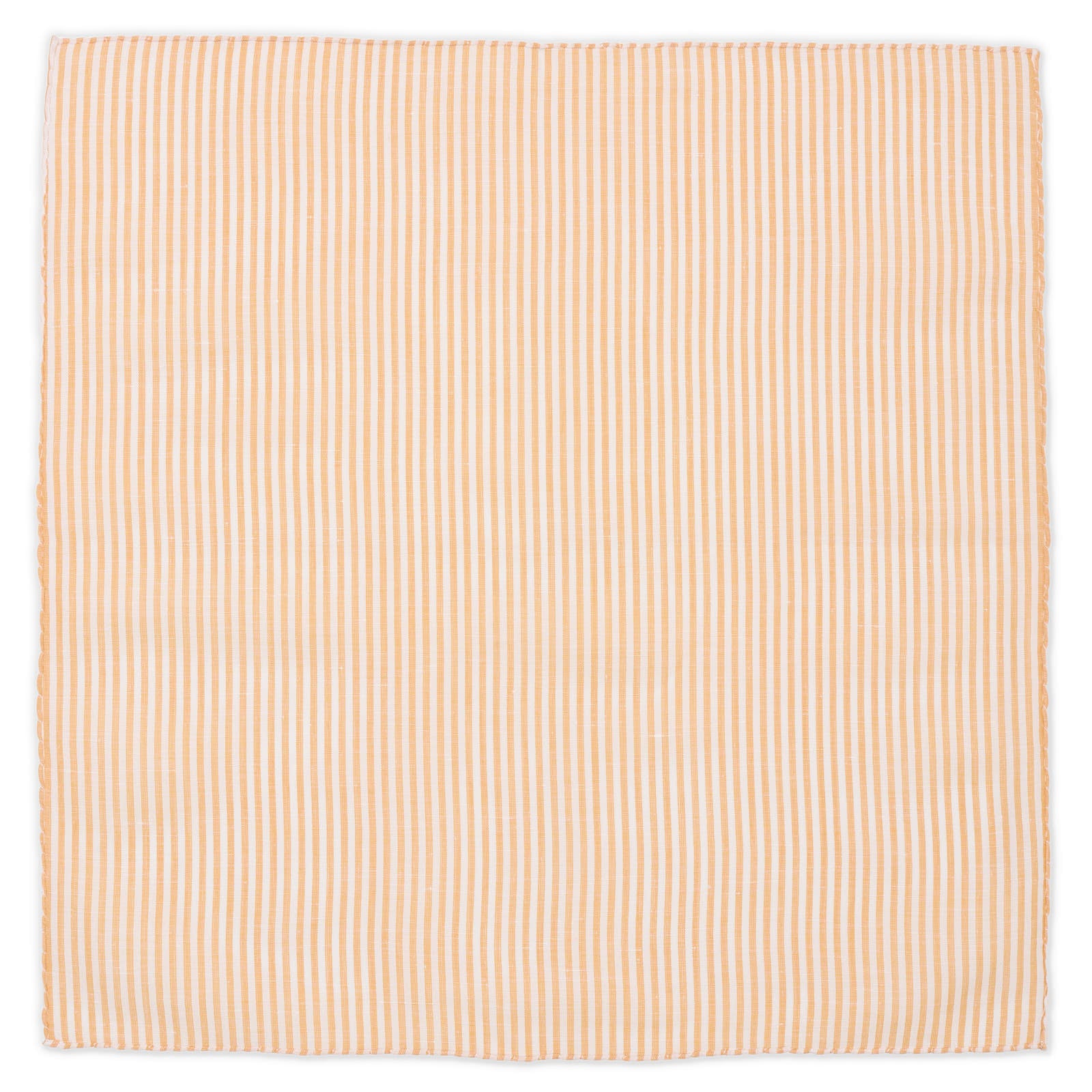 VANNUCCI Milano Handmade Orange-White Striped Cotton Pocket Square NEW 33cm x 33cm