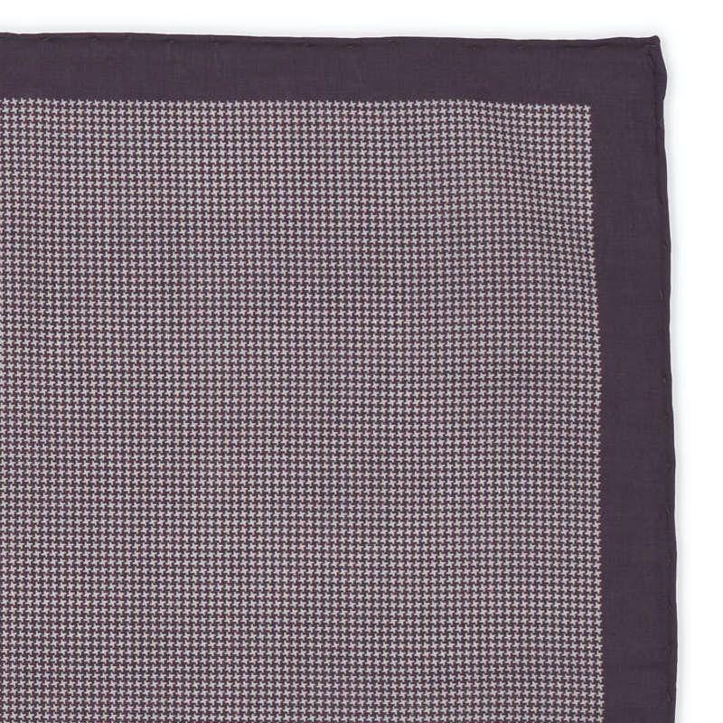 VANNUCCI Milano Handmade Purple Houndstooth Cotton Pocket Square NEW 32cm x 32cm