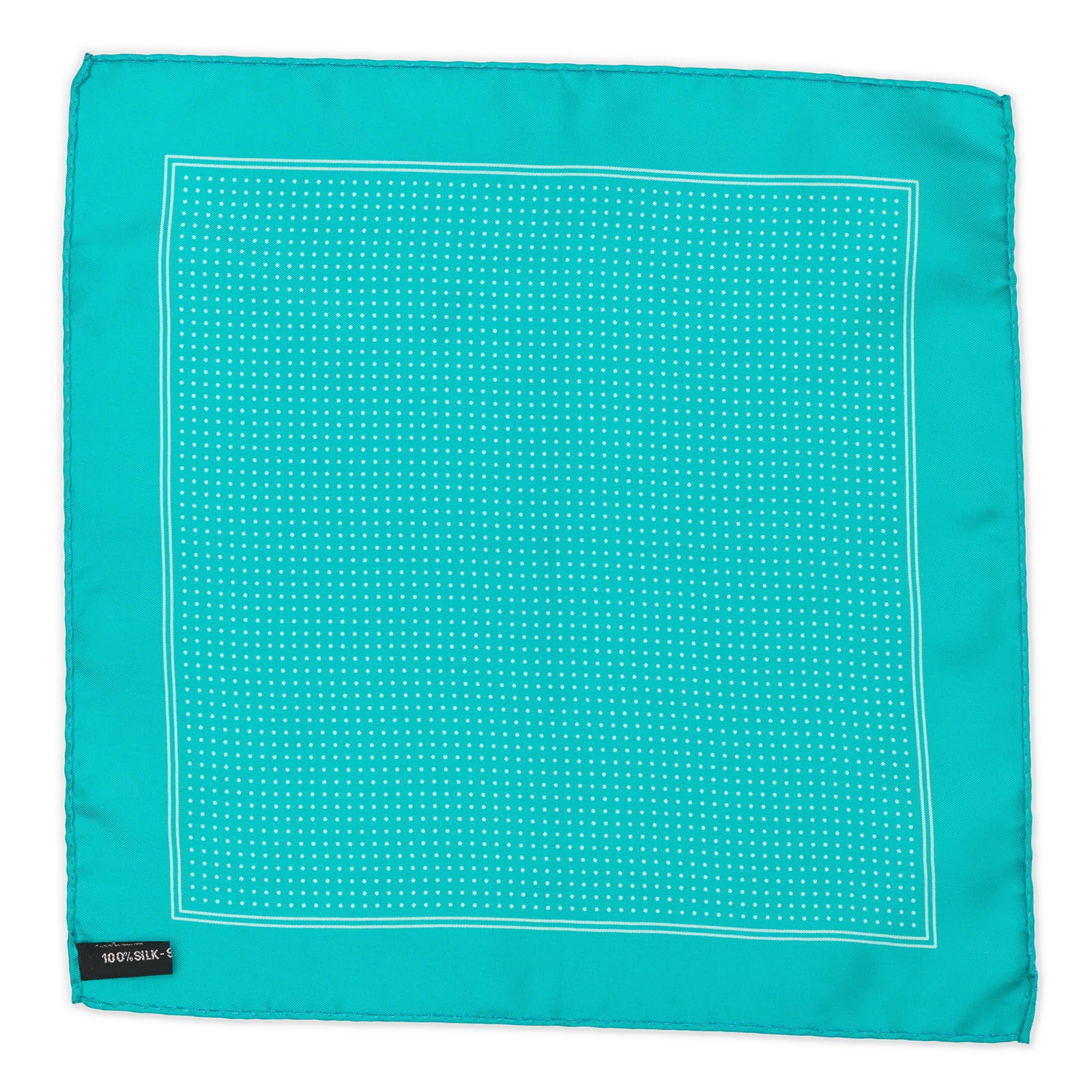 VANNUCCI Milano Handmade Turquoise Dot Silk Pocket Square NEW 31cm x 31cm