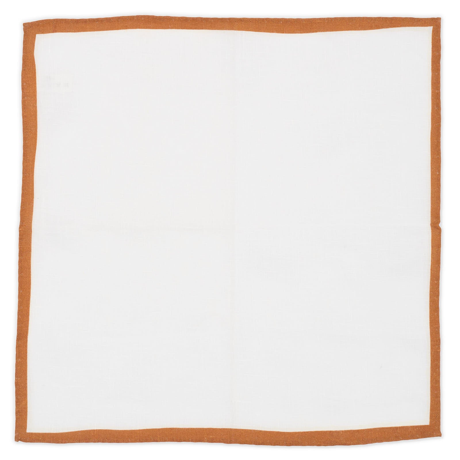 VANNUCCI Milano Handmade White-Brown Linen Pocket Square NEW 32cm x 32cm