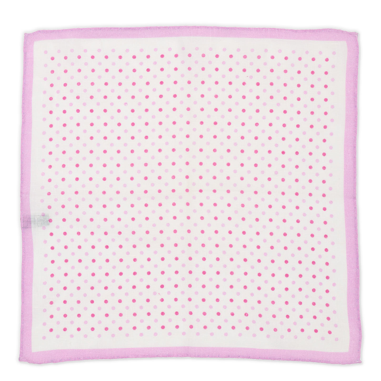 VANNUCCI Milano Handmade White-Purple Dot Linen Pocket Square NEW 32cm x 31cm