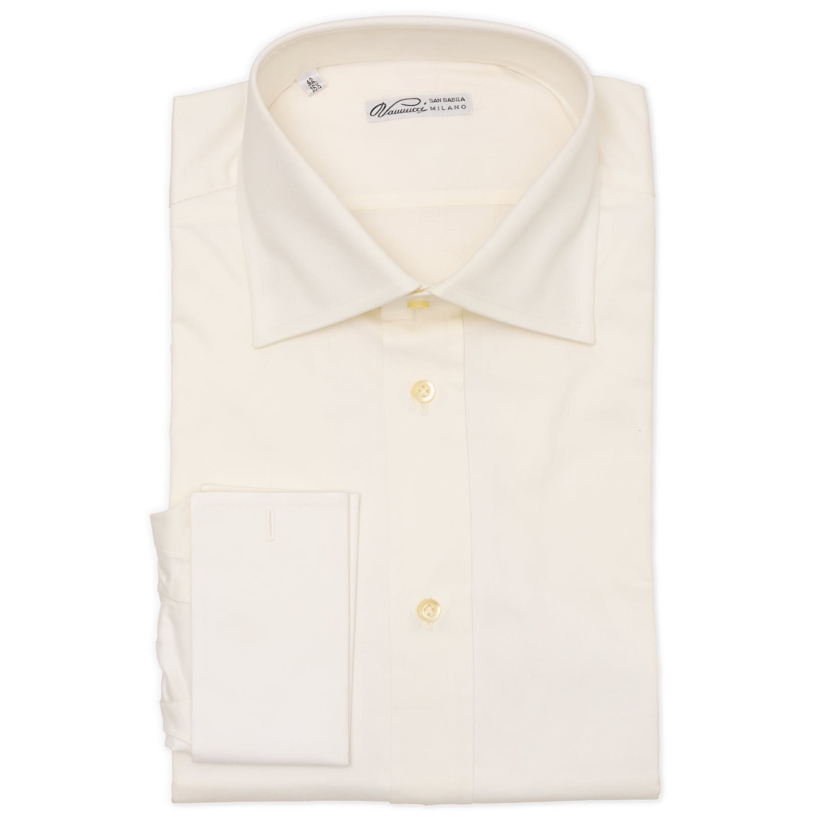 VANNUCCI Milano Ivory Twill Cotton French Cuff Dress Shirt NEW