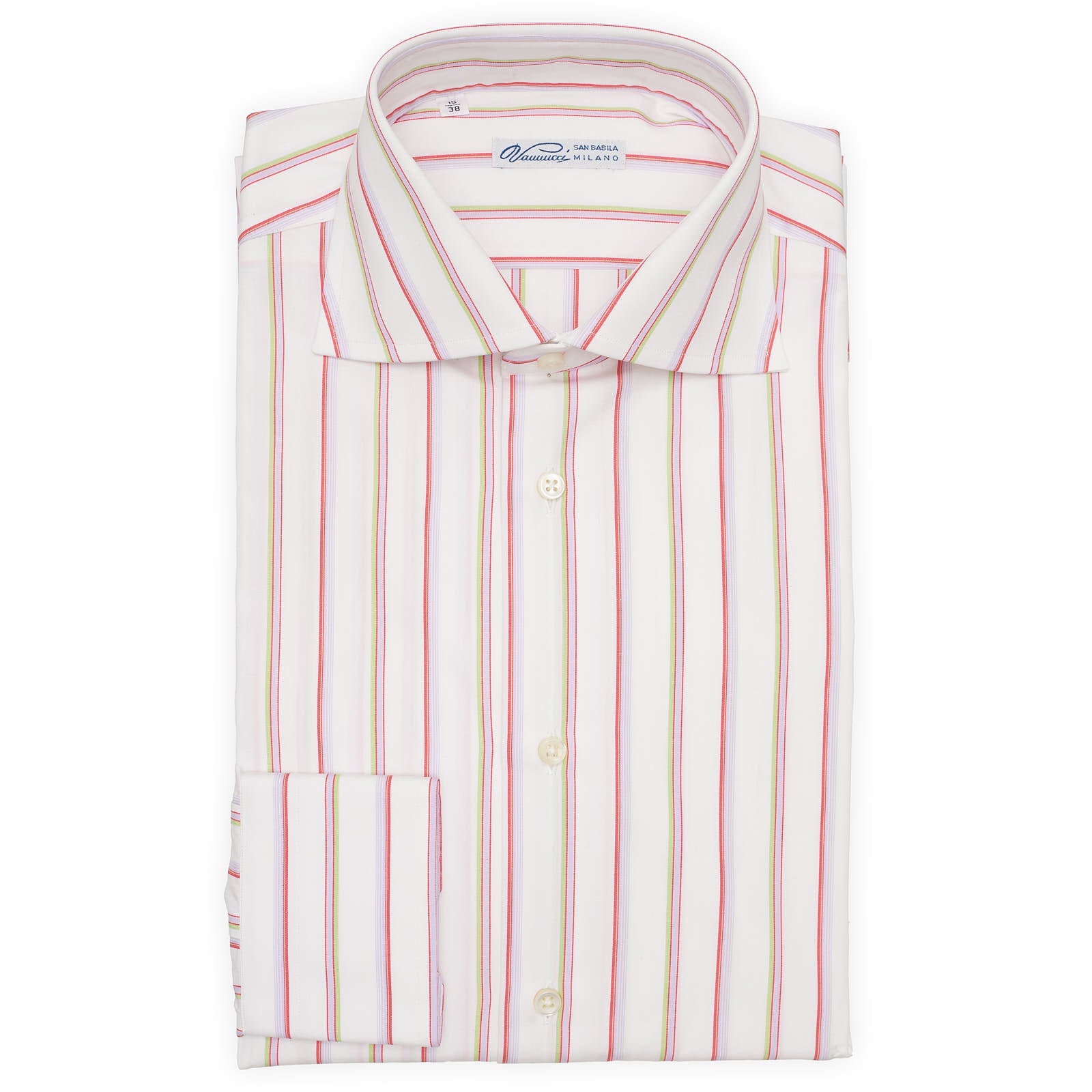 VANNUCCI Milano Striped Cotton Dress Shirt EU 38 NEW US 15