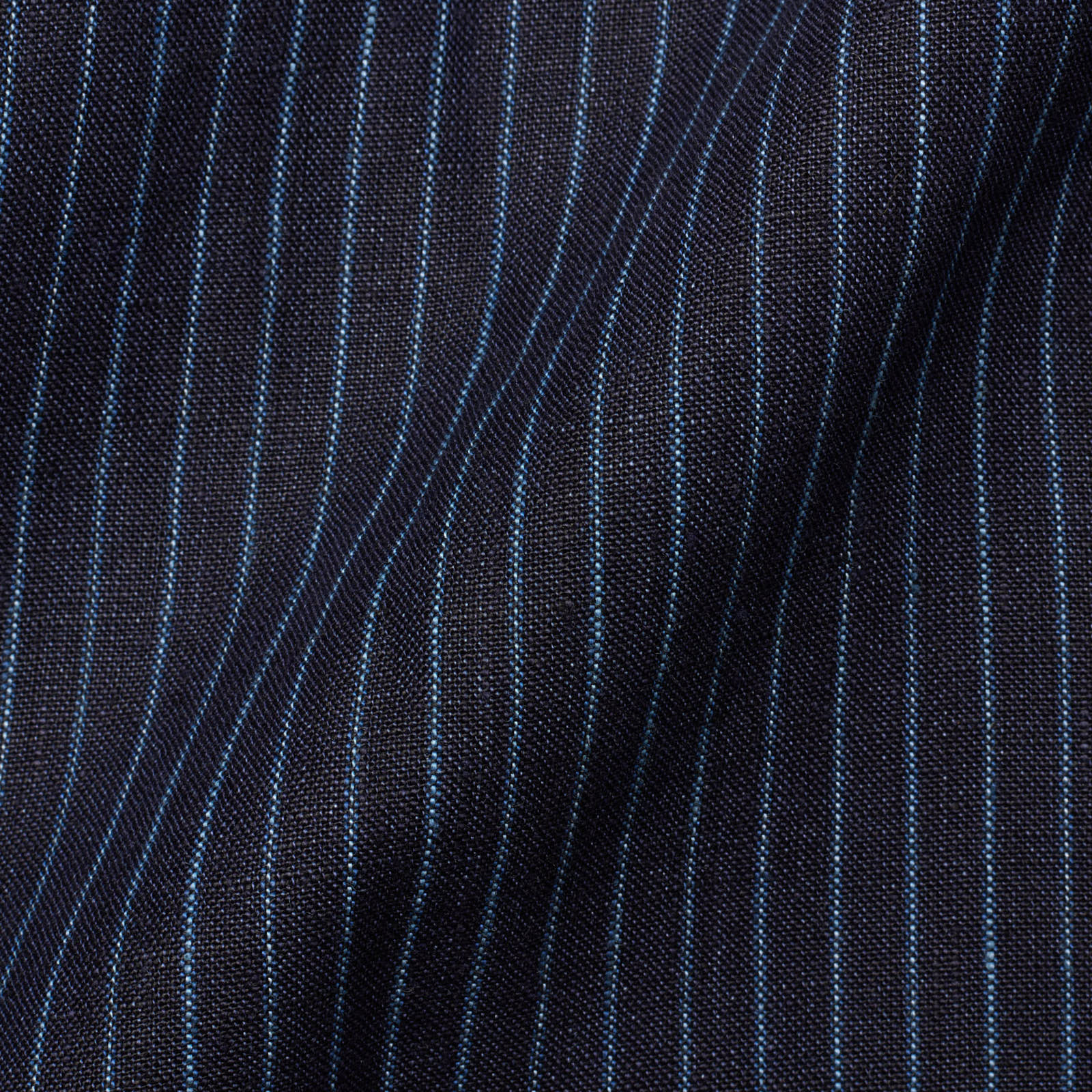 VANNUCCI Milano Navy Blue Striped Linen Suit EU 54 NEW US 44