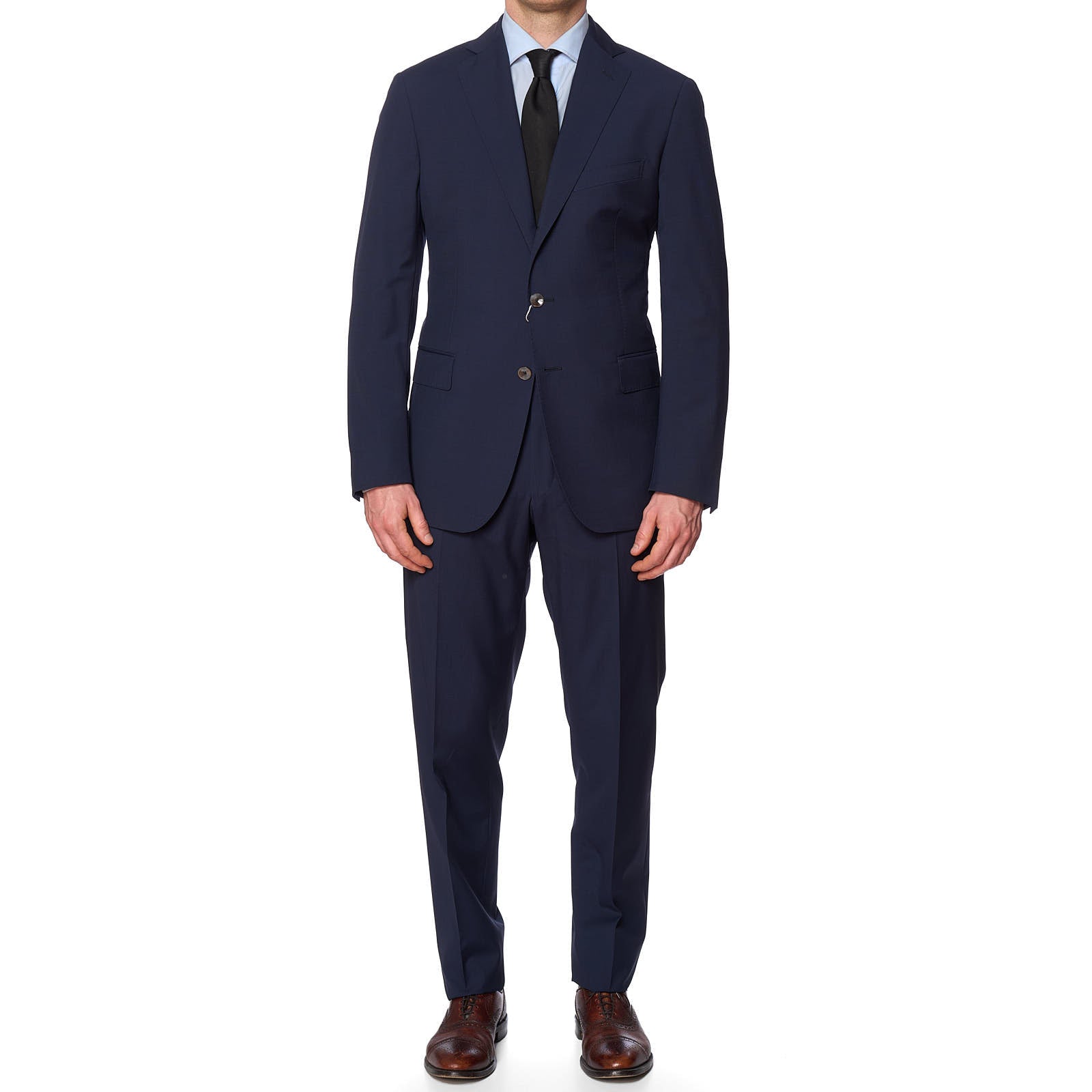 VANNUCCI Milano Navy Blue Virgin Wool Super 130's Suit EU 54 NEW US 42