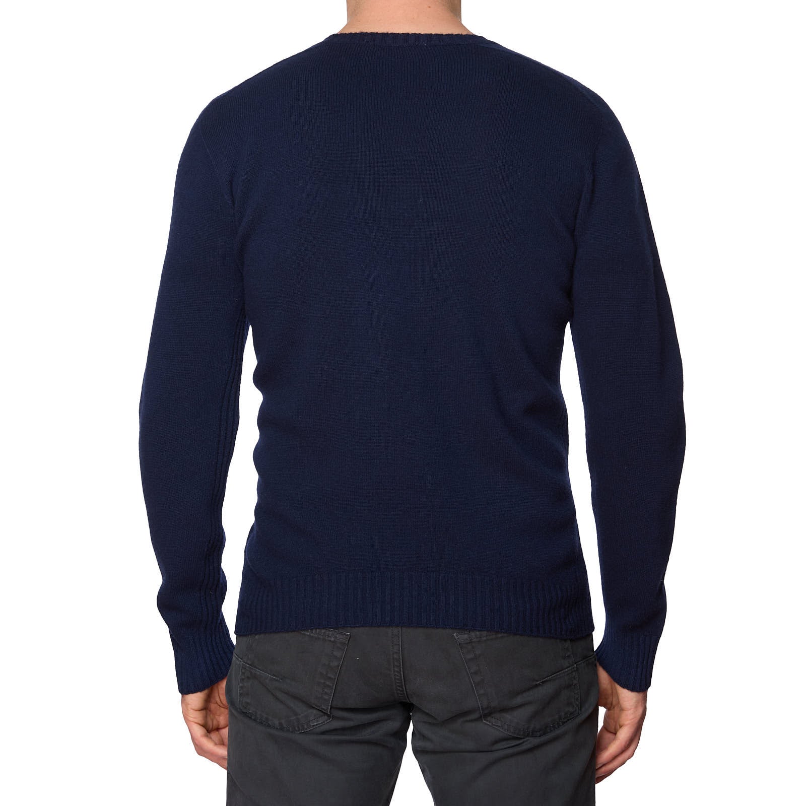 VANNUCCI Milano Blue Wool-Cashmere Knit Crewneck Sweater EU 48 NEW US S