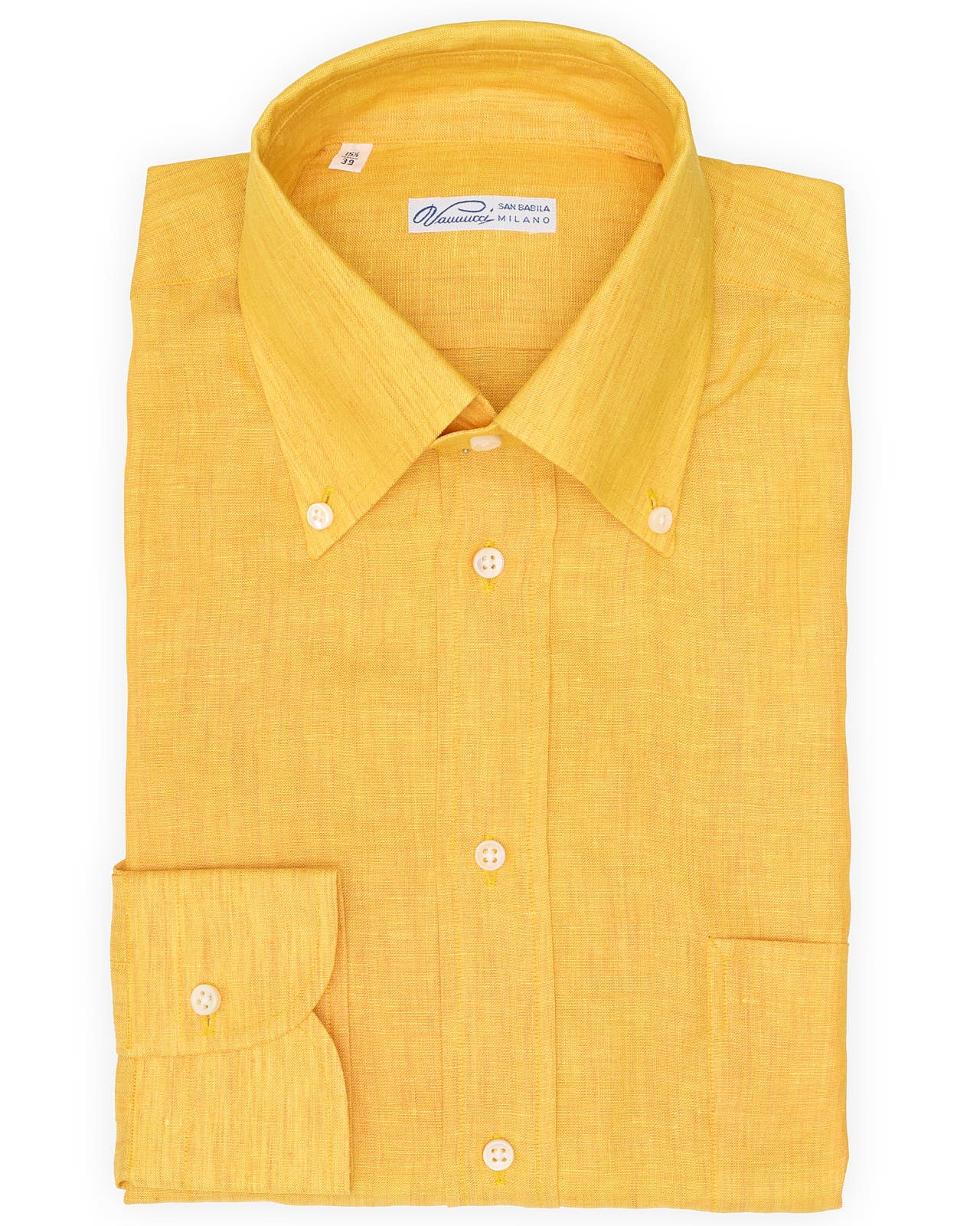 VANNUCCI Milano Orange Melange Linen Casual Shirt EU 39 NEW US 15.5