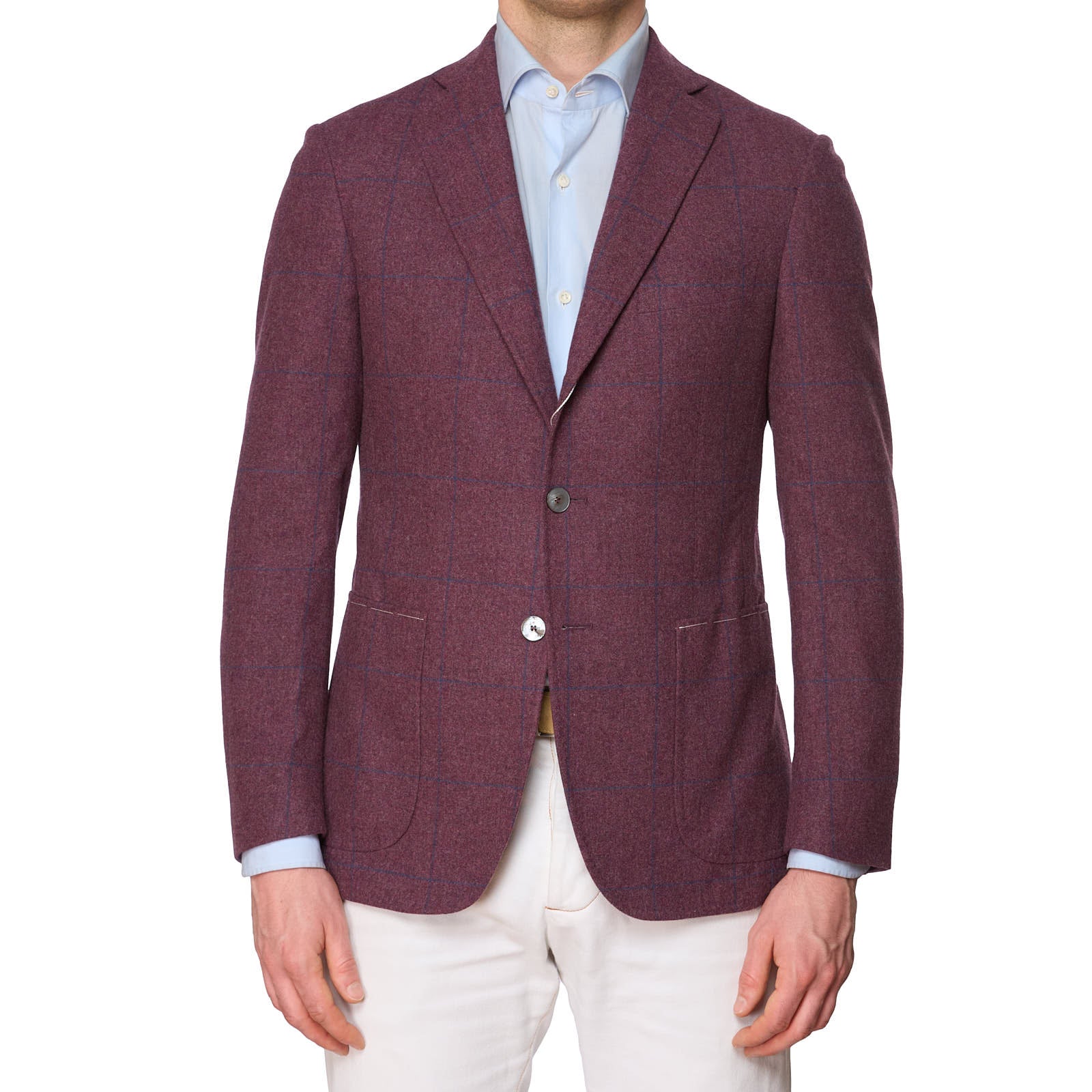 VANNUCCI Purple Windowpane Wool-Cashmere Jacket EU 48 NEW US 38