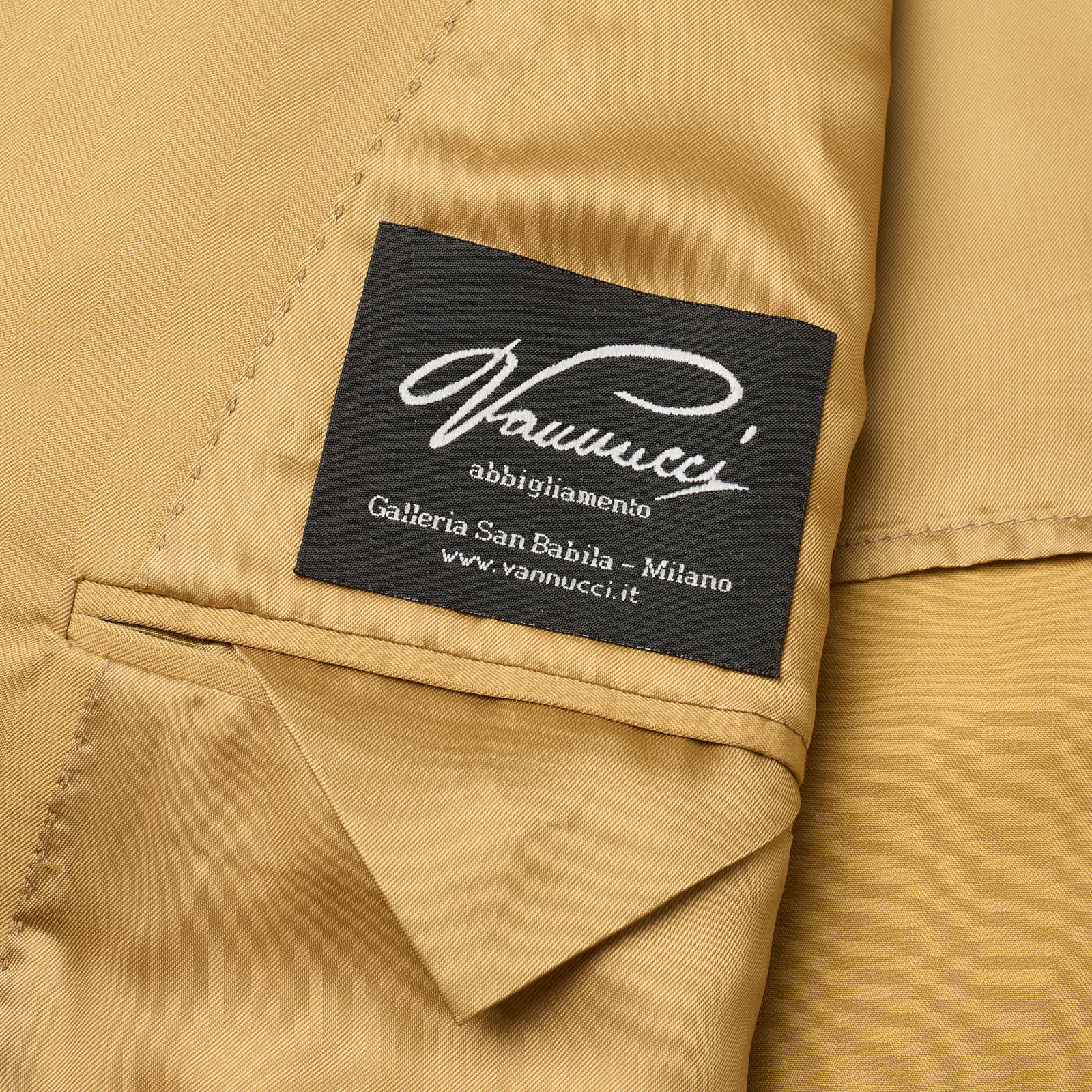 VANNUCCI Milano Tan Herringbone Cotton Spring-Summer Suit EU 50 NEW US 40