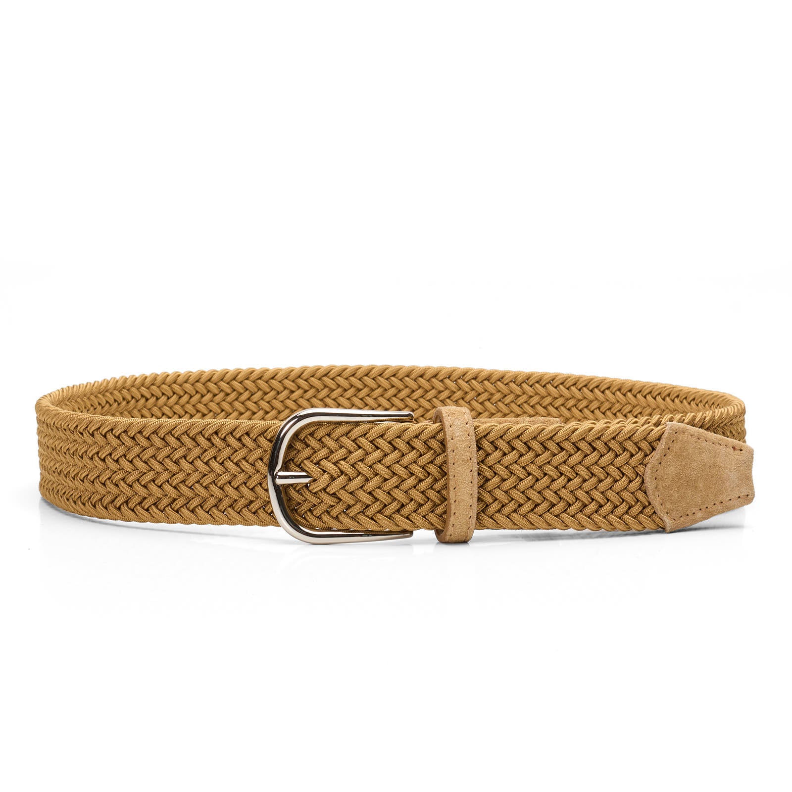 PAOLO VITALE for VANNUCCI Milano Tan Stretch Woven Braided Belt 95cm NEW 38"