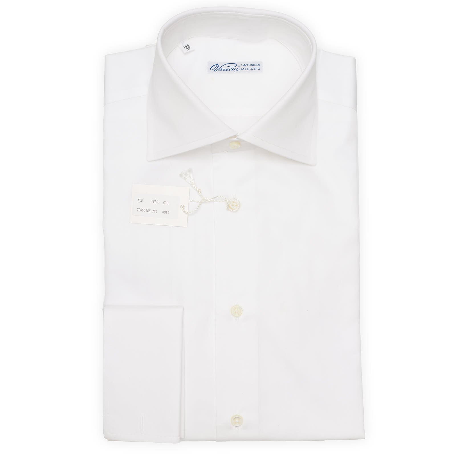 VANNUCCI Milano White Cotton French Cuff Dress Shirt NEW