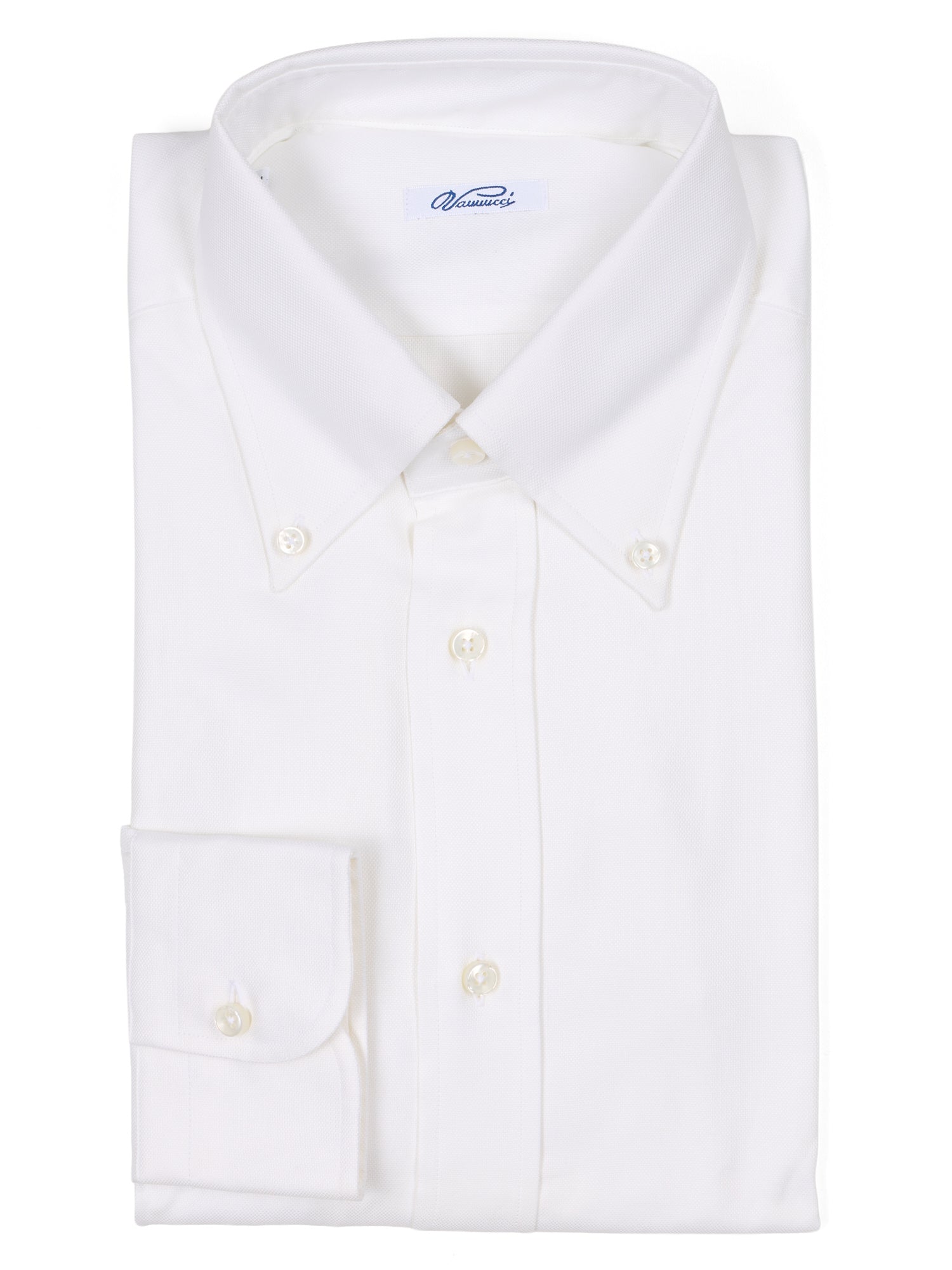 VANNUCCI Milano White Oxford Cotton Button-Down Dress Shirt EU 41 NEW US 16