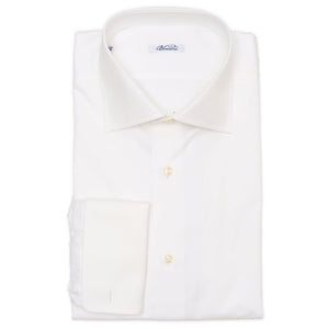 french cuff dress shirt white Non-Iron Cotton Twill Spread Collar French Cuff Dress Shirt