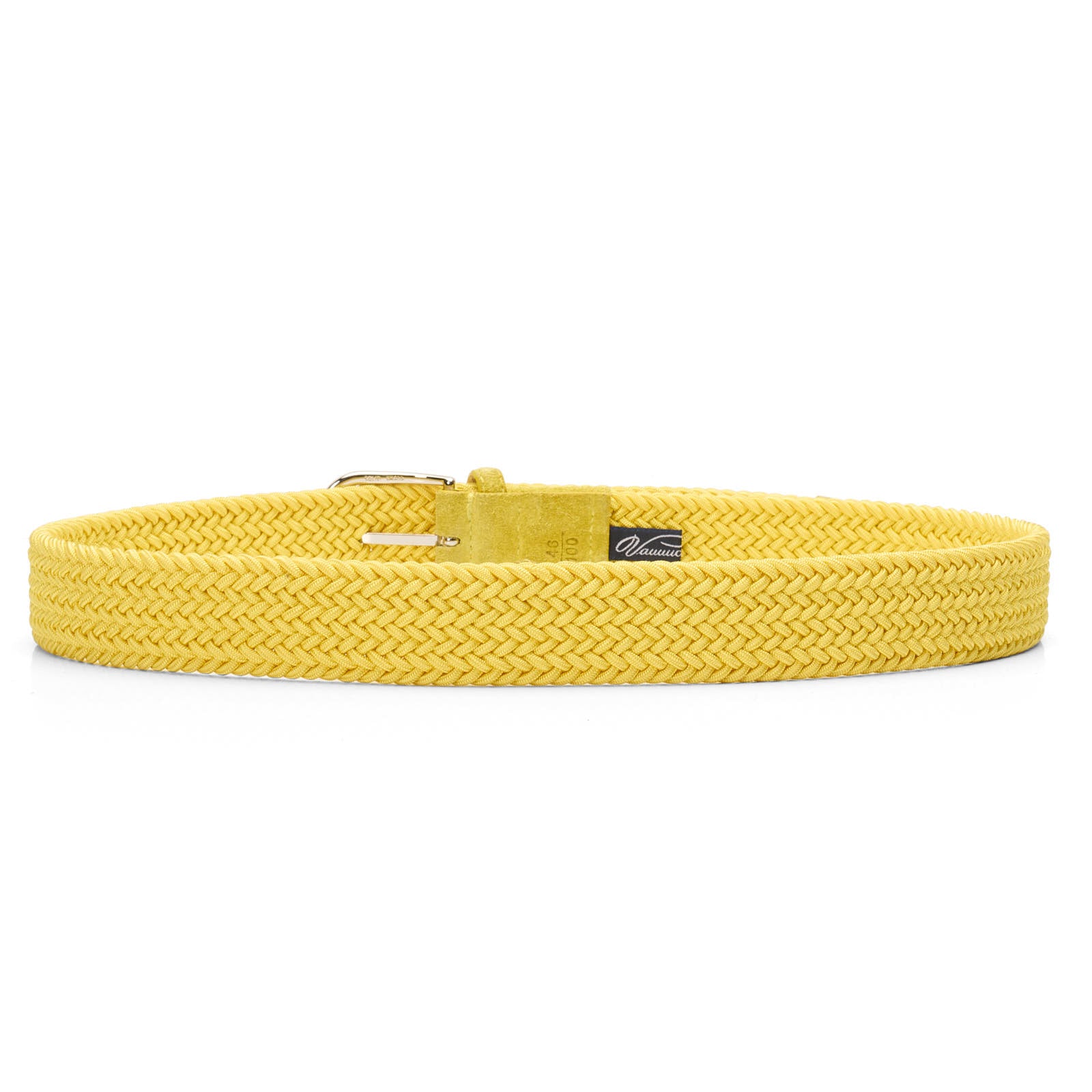 PAOLO VITALE for VANNUCCI Milano Yellow Stretch Woven Braided Belt 100cm NEW 46"