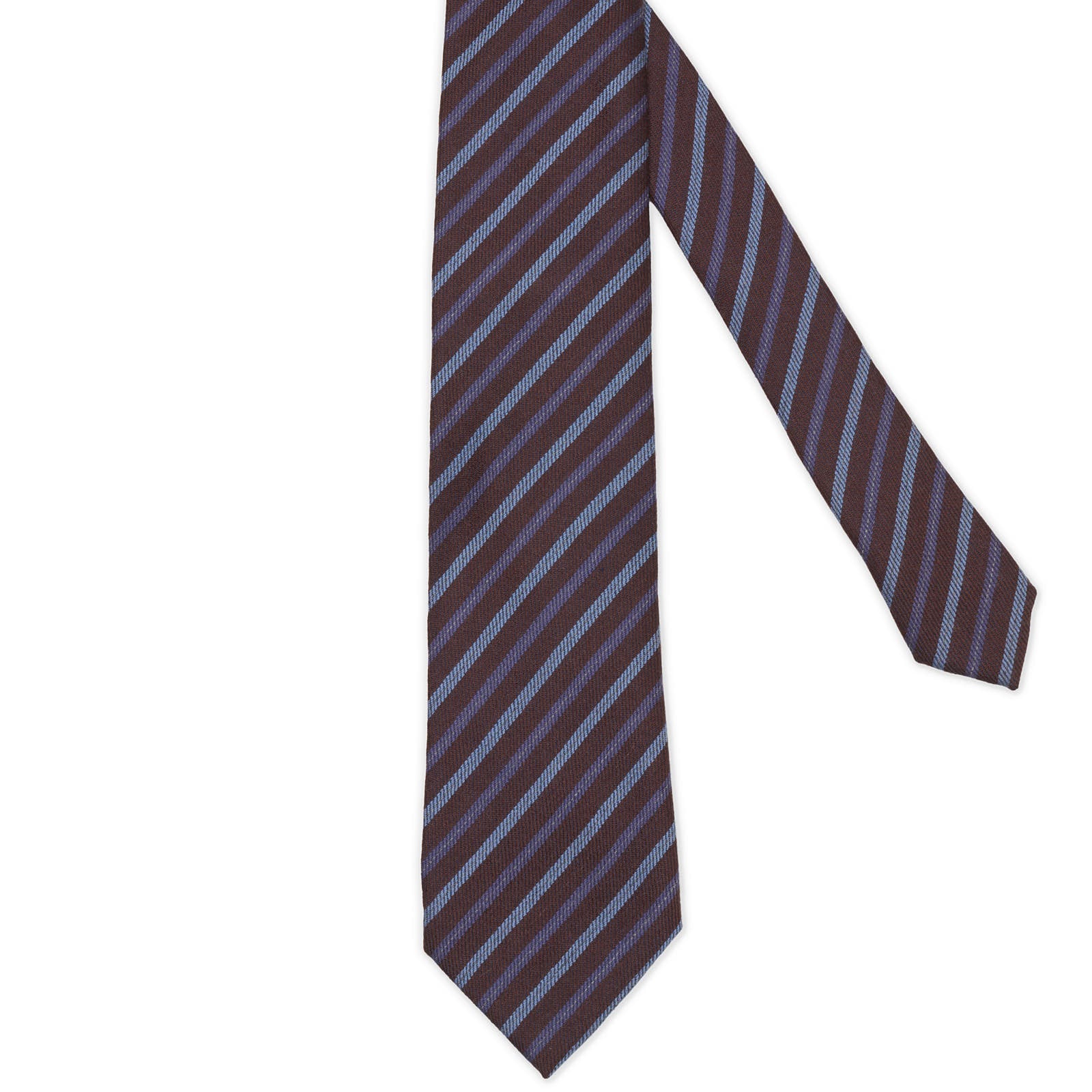 VANNUCCI Navy Blue Regimental Striped Cashmere Seven Fold Tie NEW