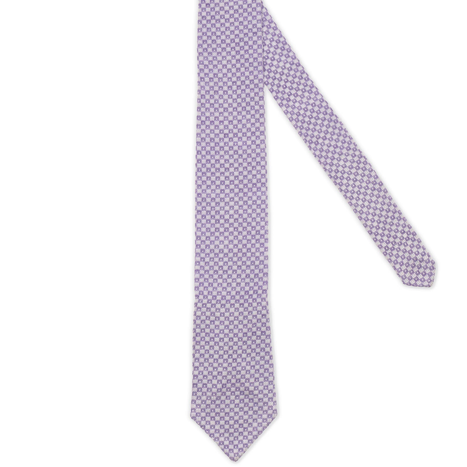 VANNUCCI Purple and White Geometric Wool Tie NEW