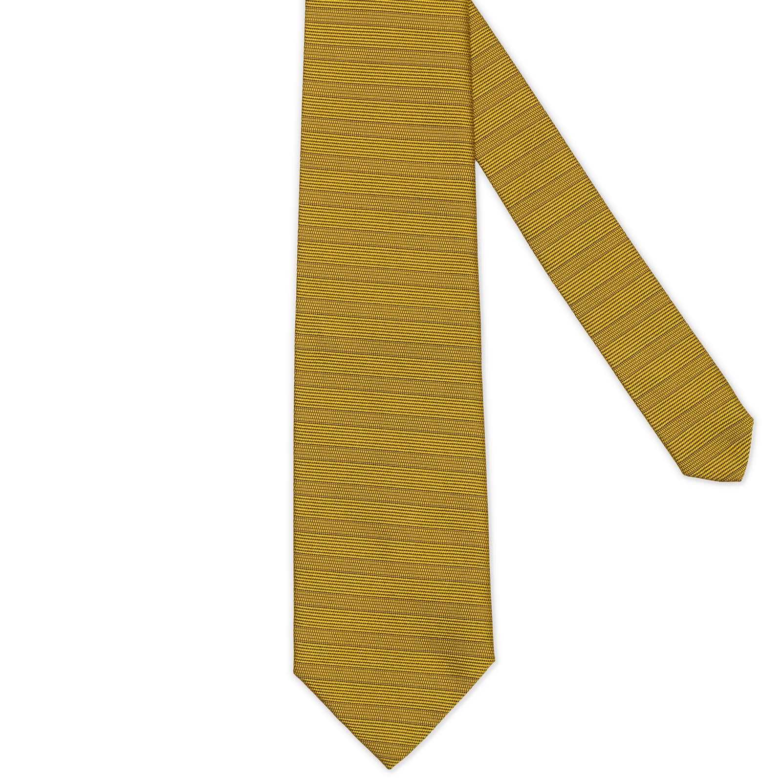 VANNUCCI Satin Gold Horizontal Striped Silk Tie NEW