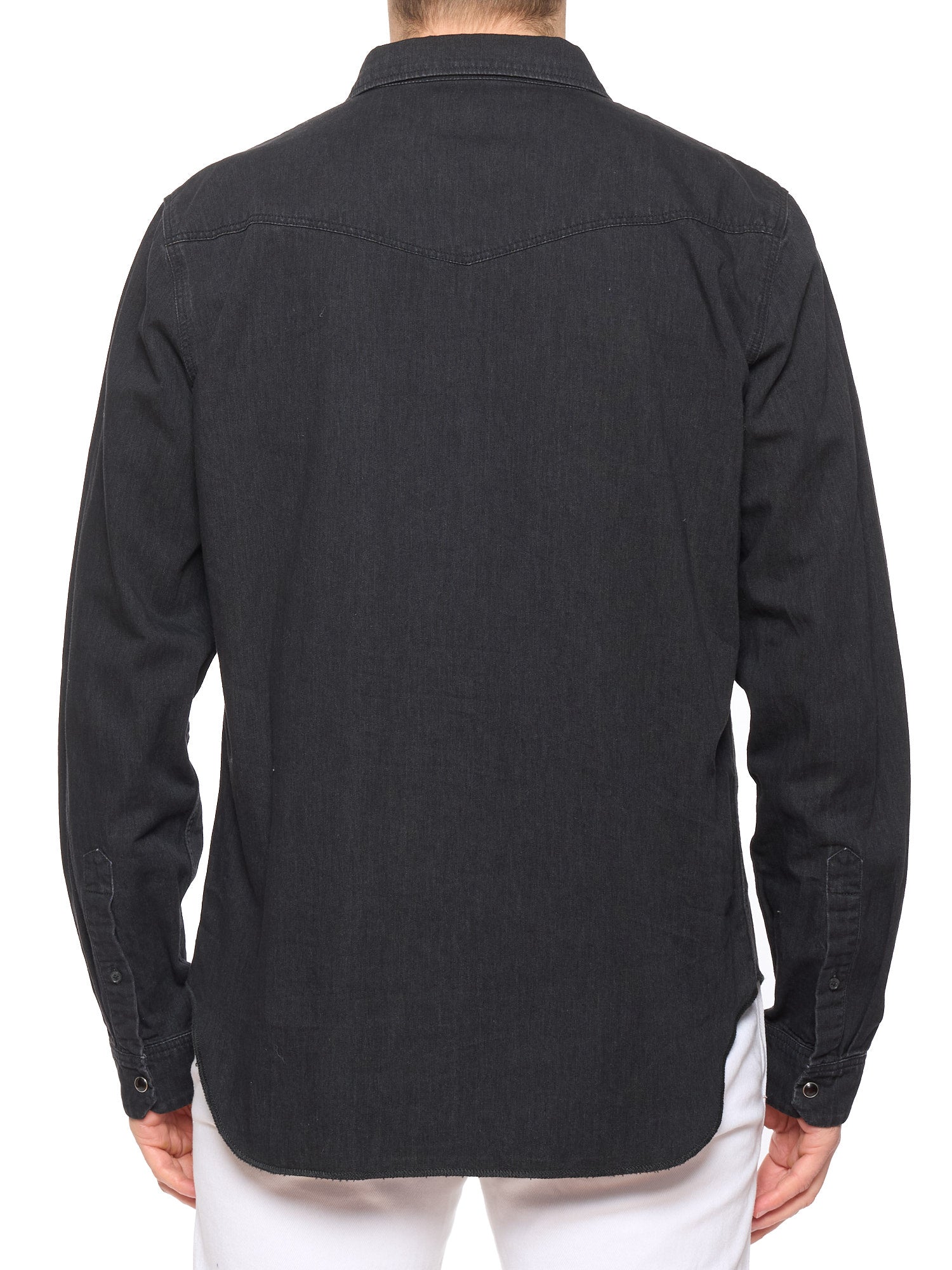 VINCE Black Cotton Denim Western Snap Casual Shirt Size L