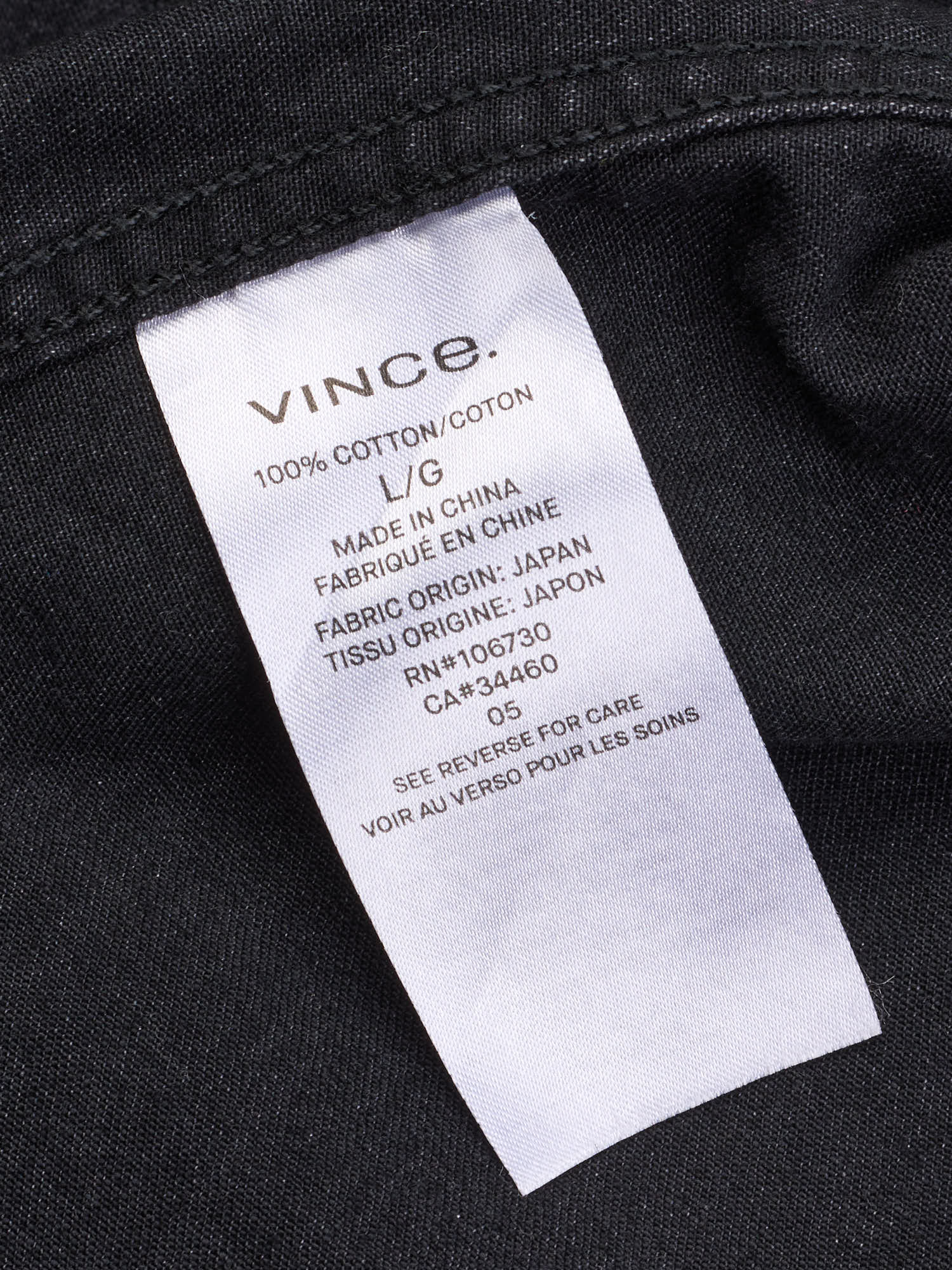 VINCE Black Cotton Denim Western Snap Casual Shirt Size L