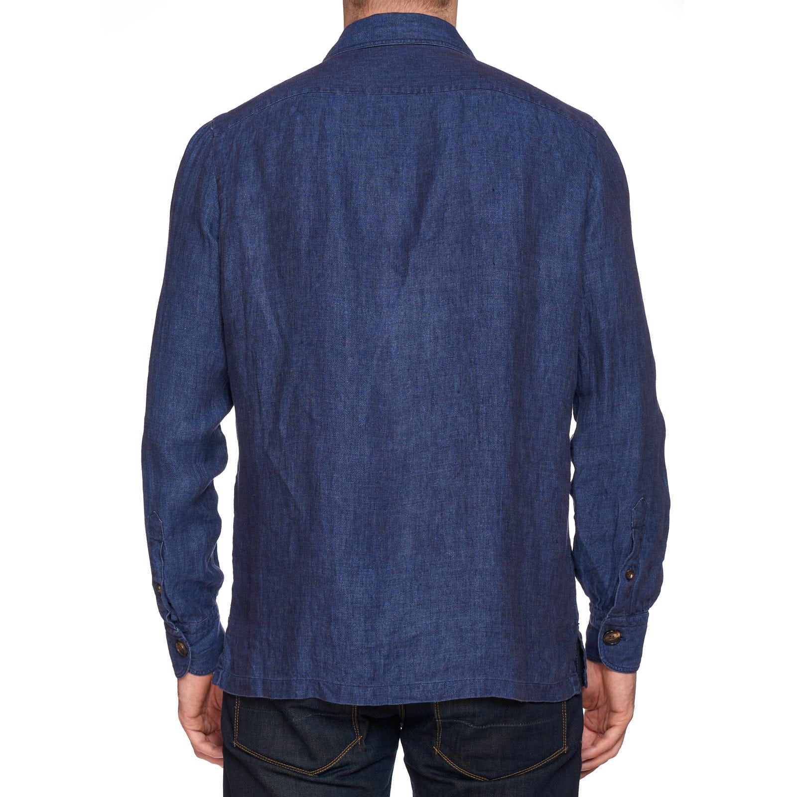VINCENZO DI RUGGIERO Blue Linen Unlined Lightweight Field Safari Shirt Jacket NEW M VINCENZO DI RUGGIERO