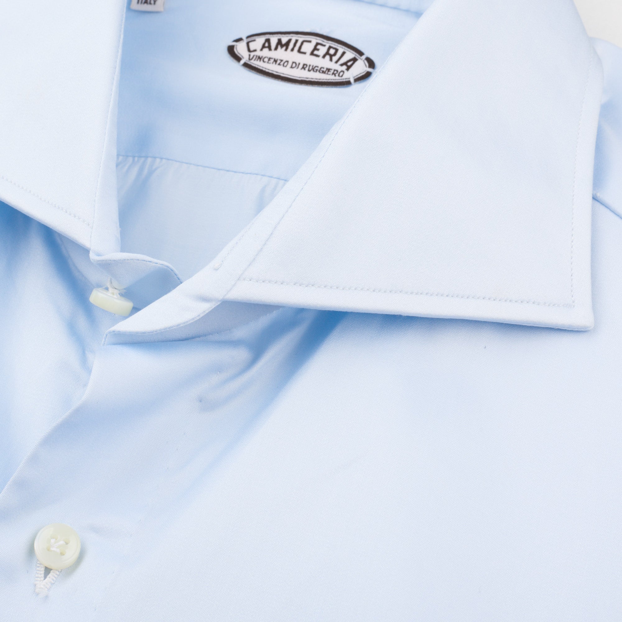 VINCENZO DI RUGGIERO Handmade Blue Cotton Dress Shirt EU 40 US 15.75 Slim Fit VINCENZO DI RUGGIERO