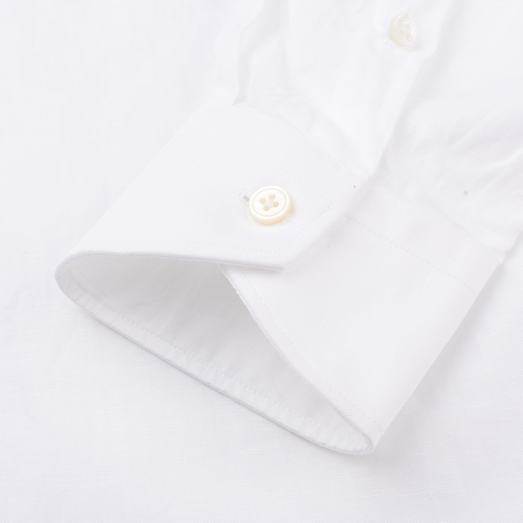 VINCENZO DI RUGGIERO Handmade White Cotton-Linen Dress Shirt EU 40 US 15.75 VINCENZO DI RUGGIERO