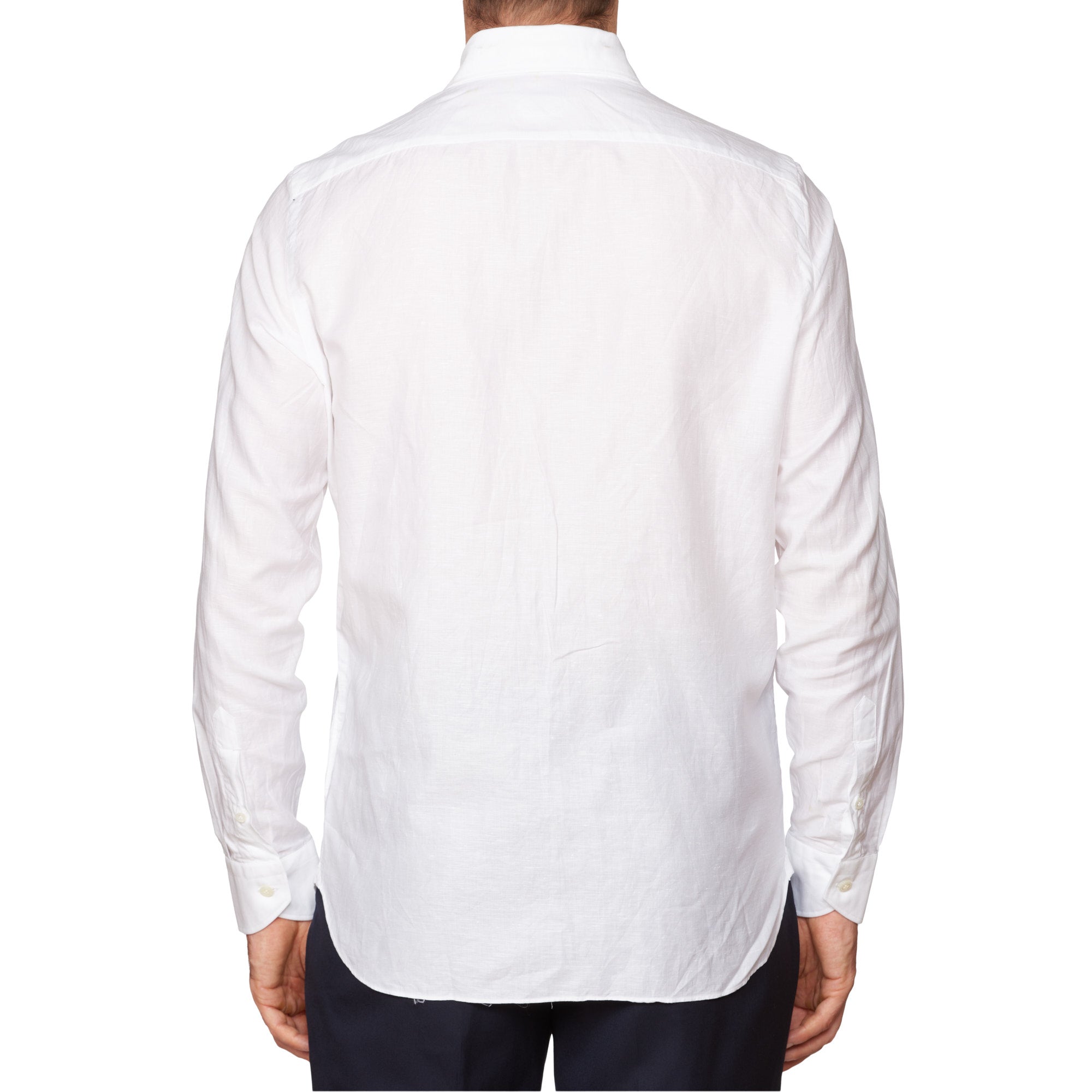 VINCENZO DI RUGGIERO Handmade White Cotton-Linen Dress Shirt EU 40 US 15.75 VINCENZO DI RUGGIERO