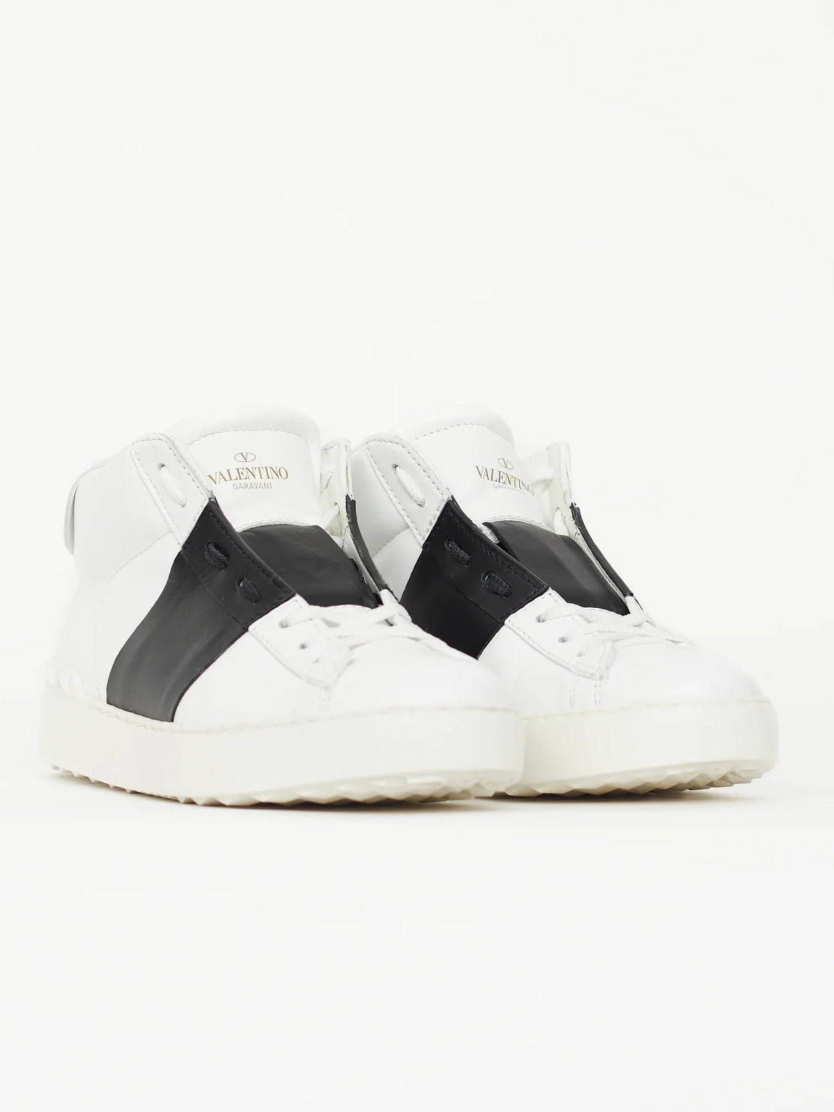 VALENTINO GARAVANI White High Top Leather Sneaker Shoes
