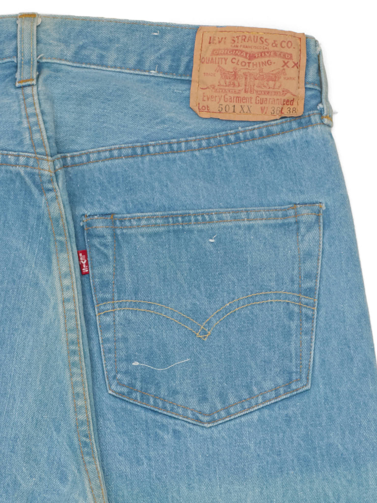Vintage 1998 LEVI'S 501 Valencia St. Light Blue Cotton Jeans Made in USA LVC NOS