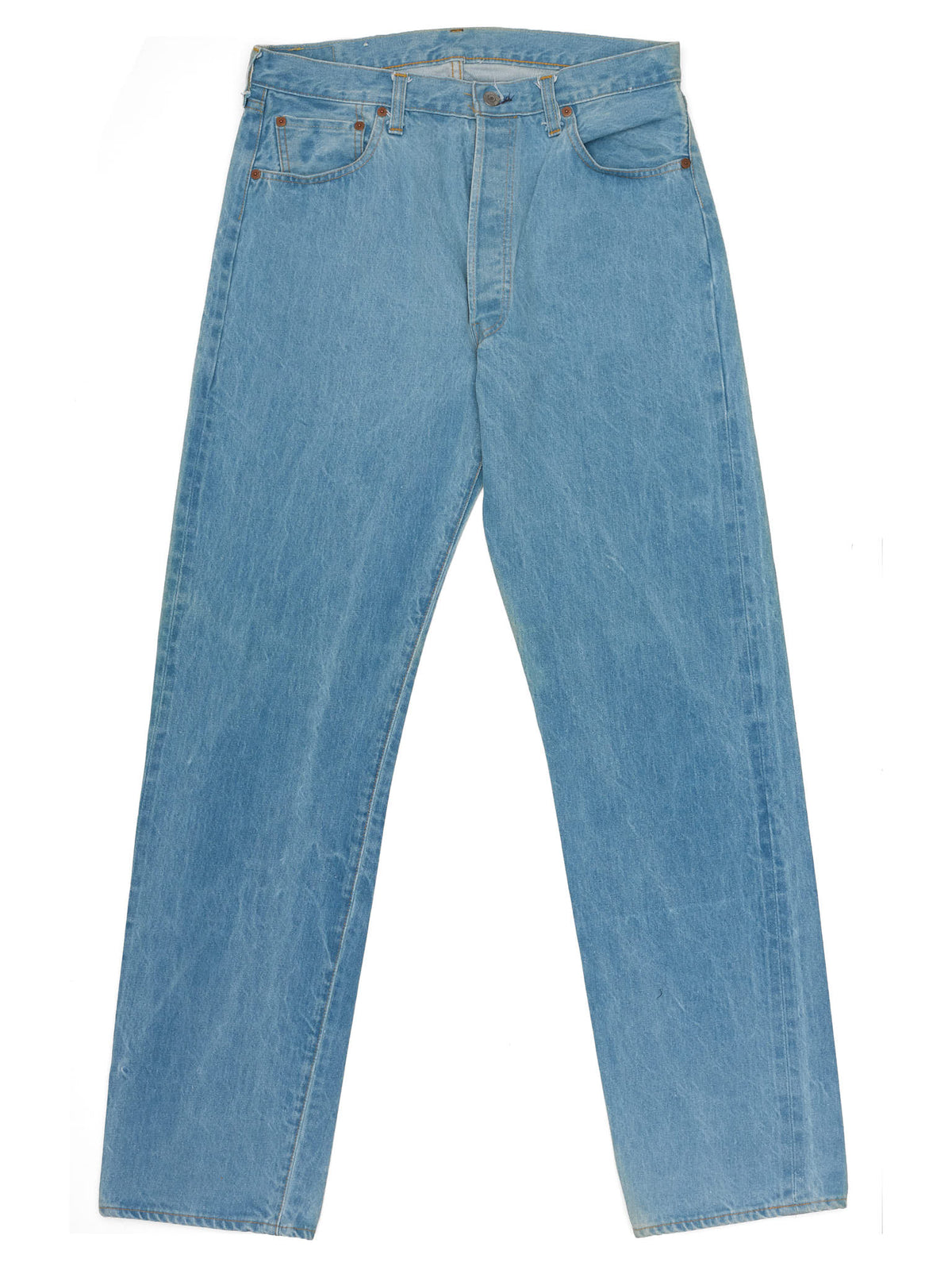 Vintage 1998 LEVI'S 501 Valencia St. Light Blue Cotton Jeans Made in USA LVC NOS