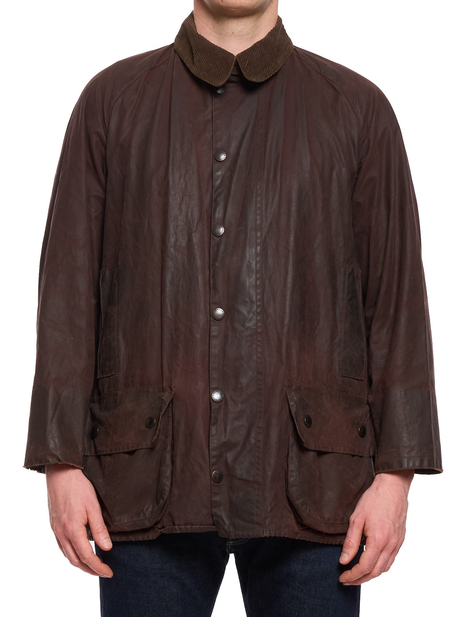 【ビンテージ】1987〜1990年　Barbour BEAUFORT ブラウン Vintage BARBOUR Beaufort Burgundy Motorcycle Wax Jacket 3 Crest